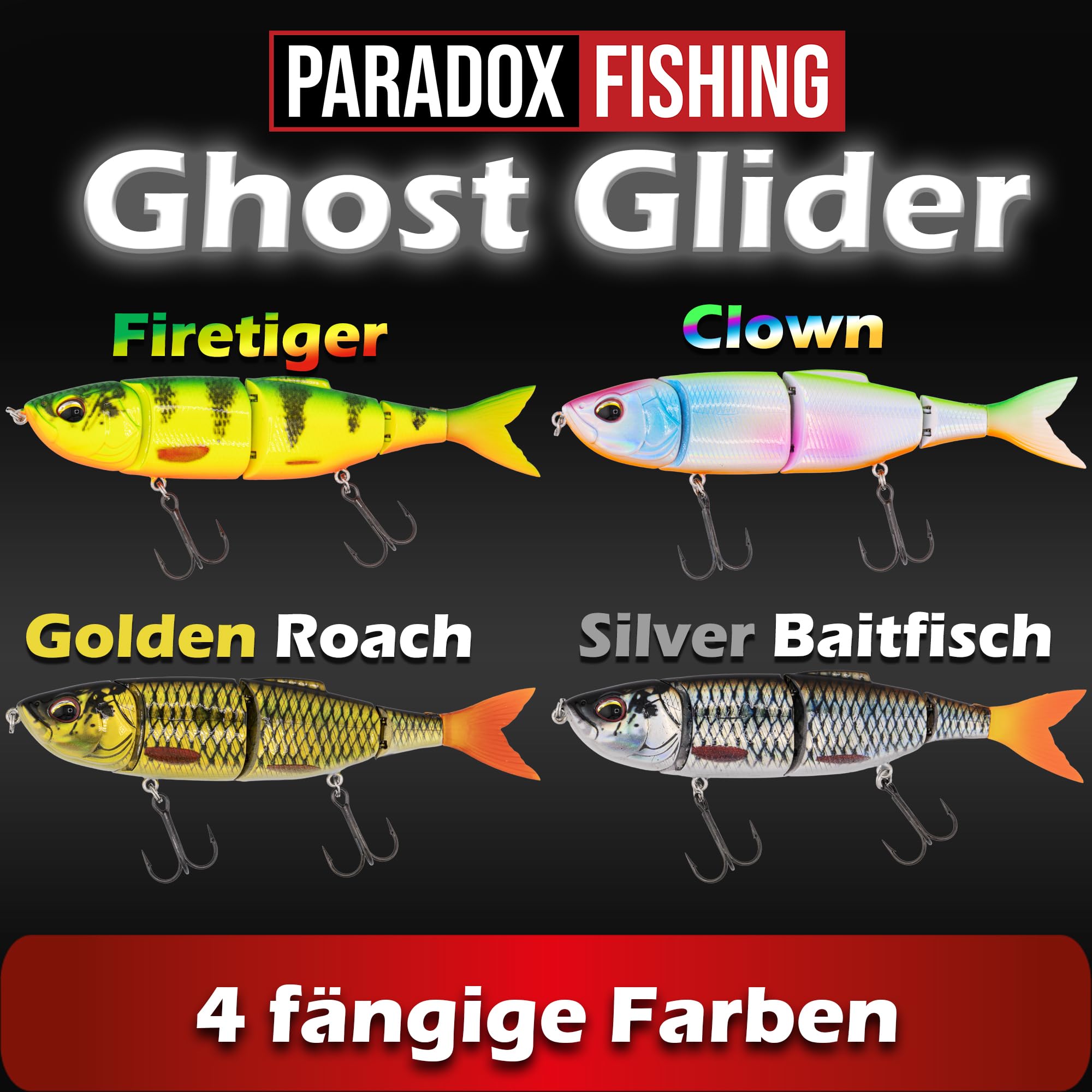 Paradox Fishing Premium Wobbler Sets für Hecht und Zander I 4 Stück mit Box I Hecht-Köder Zander-Köder Barschköder