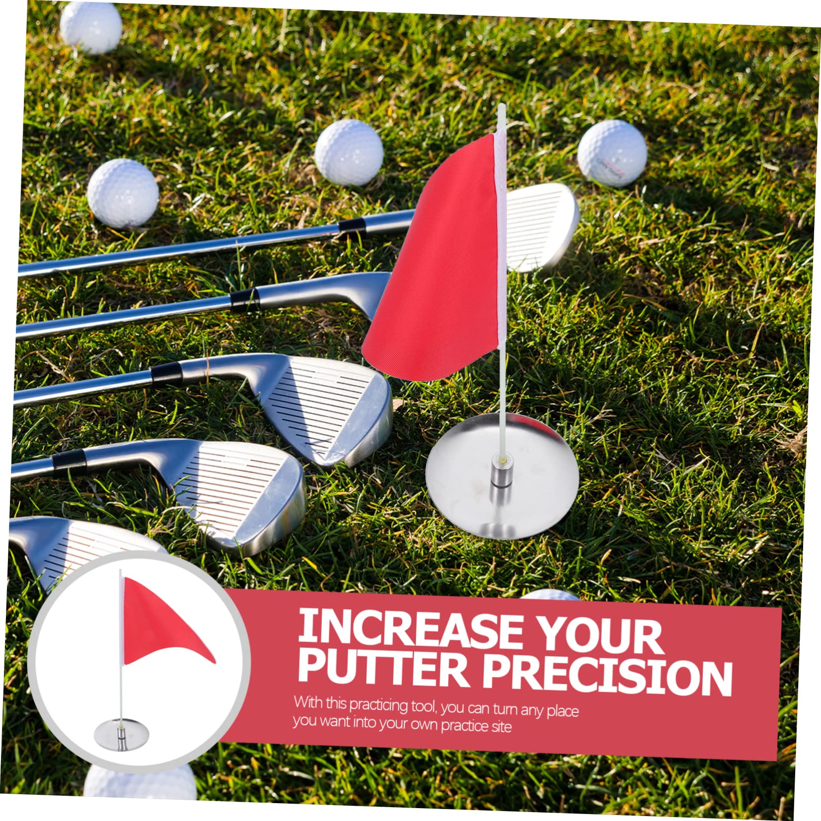 IMIKEYA Golfing Kit 1 Set Golf Flag Cup Pole Mini Golf Course Practice Flag for Backyard Stainless Steel Oxford Cloth Training Tool