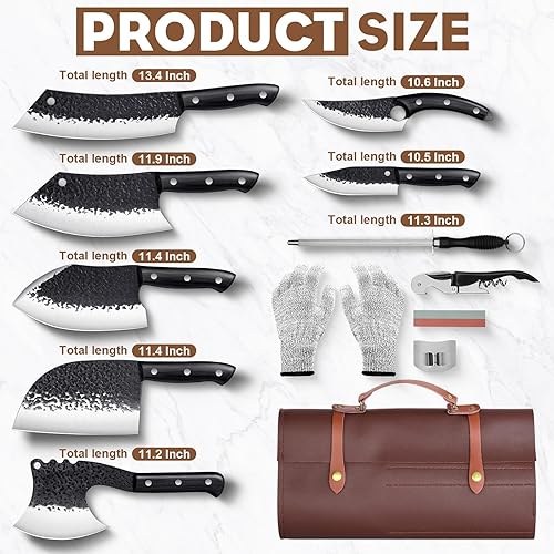 Miniatura 3 de Golden Bird Viking Knives - Cuchillos para hombre de las cavernas, hechos a mano, filete de pesca y cebo de acero al carbono, cuchillo de chef