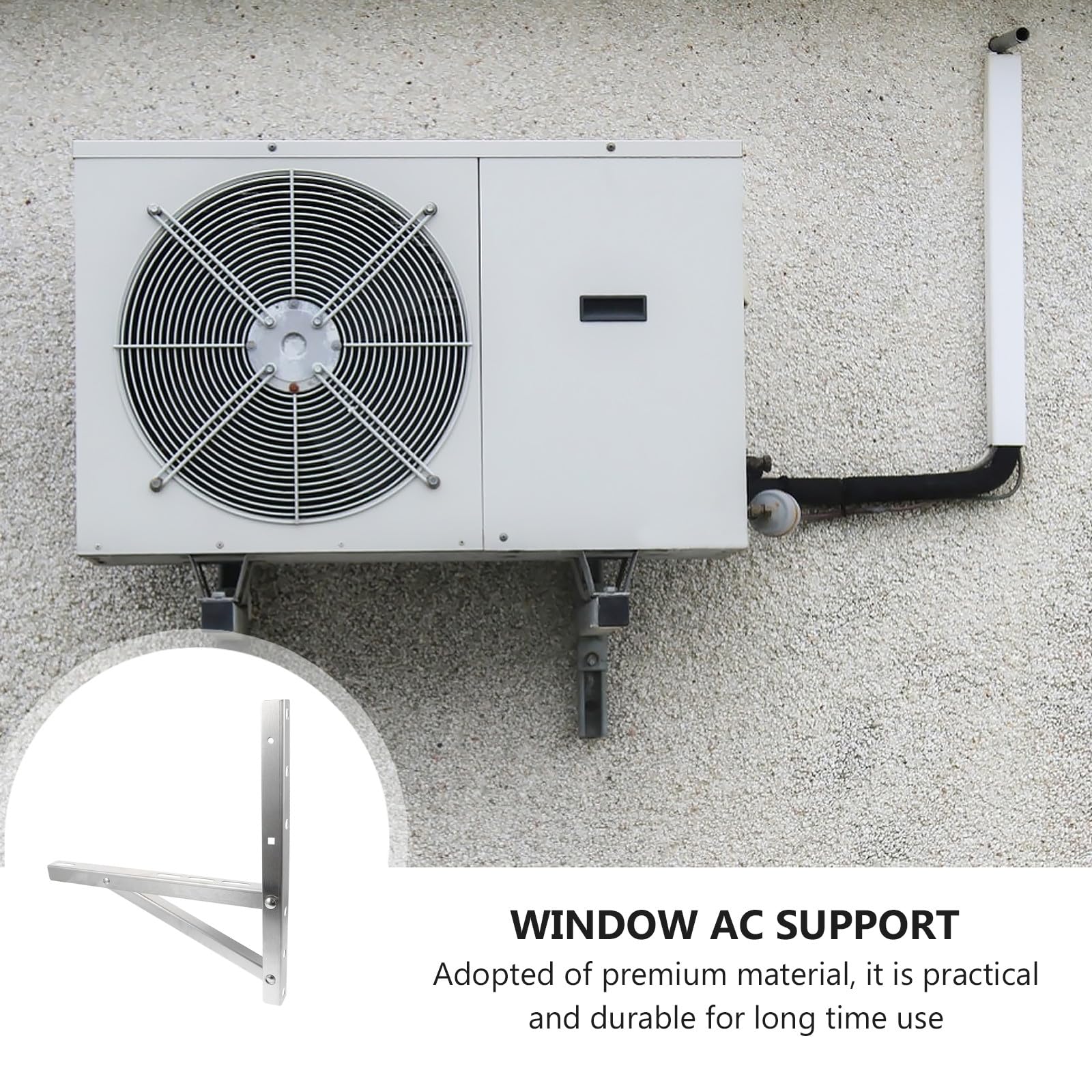 FOMIYES 2 Unidades Soporte Plegable de Acero Inoxidable para Aire Acondicionado 1-1,5 Caballos de Fuerza, Estructura Triangular Reforzada, Soporte de Pared Resistente y Compacto para
