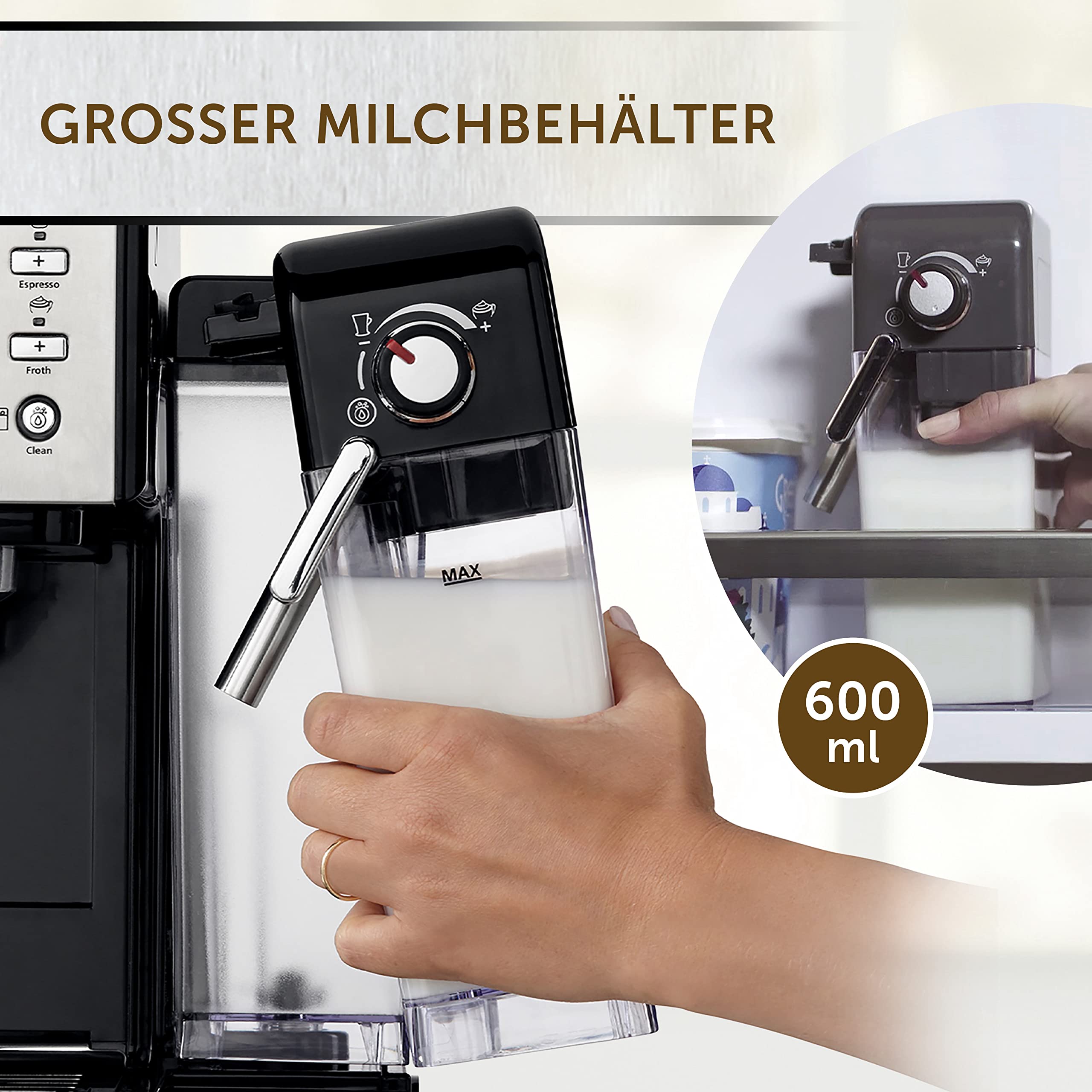 Breville Prima Latte II Espresso | Latte- und Cappuccino-Maschine | 15-bar-Profipumpe und Milchaufschäumer | Silber [VCF108X]