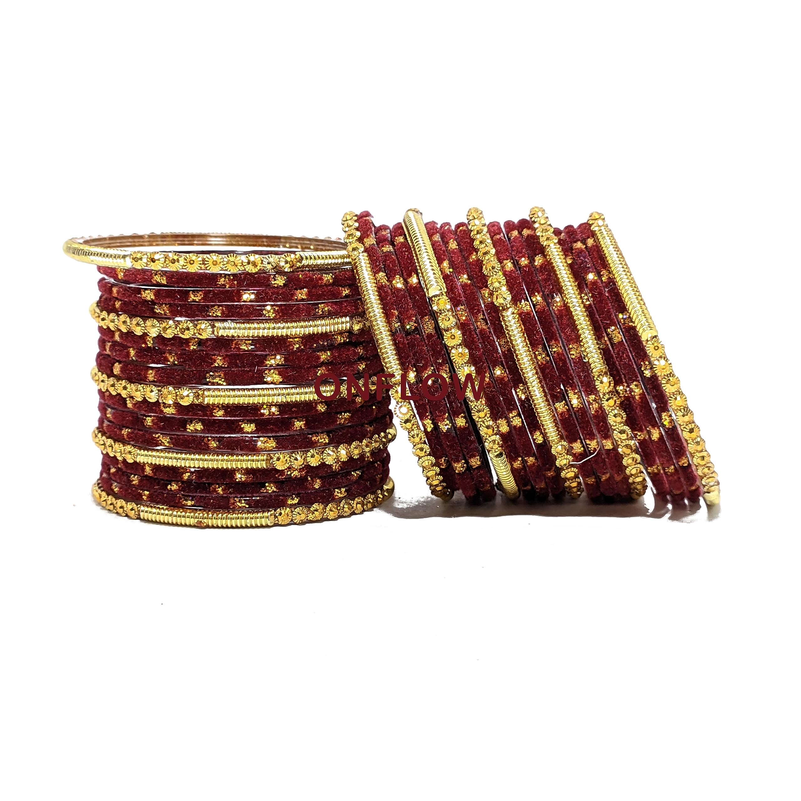 See full amazon price history chart for ONFLOW Colorful 34-Piece Glass Bangle Set With 24 Jari Glass Velvet Bangles And 10 Golden Bangles Set,For Women & Girls (Set Of_1) (Maroon Color, 2.6) ONFLOW Colorful 34-Piece Glass Bangle Set With 24 Jari Glass Velvet Bangles And 10 Golden Bangles Set,For Women & Girls (Set Of_1) (Maroon Color, 2.6) (B0CD21RTPQ) Amazon Price History, Amazon Price Tracker