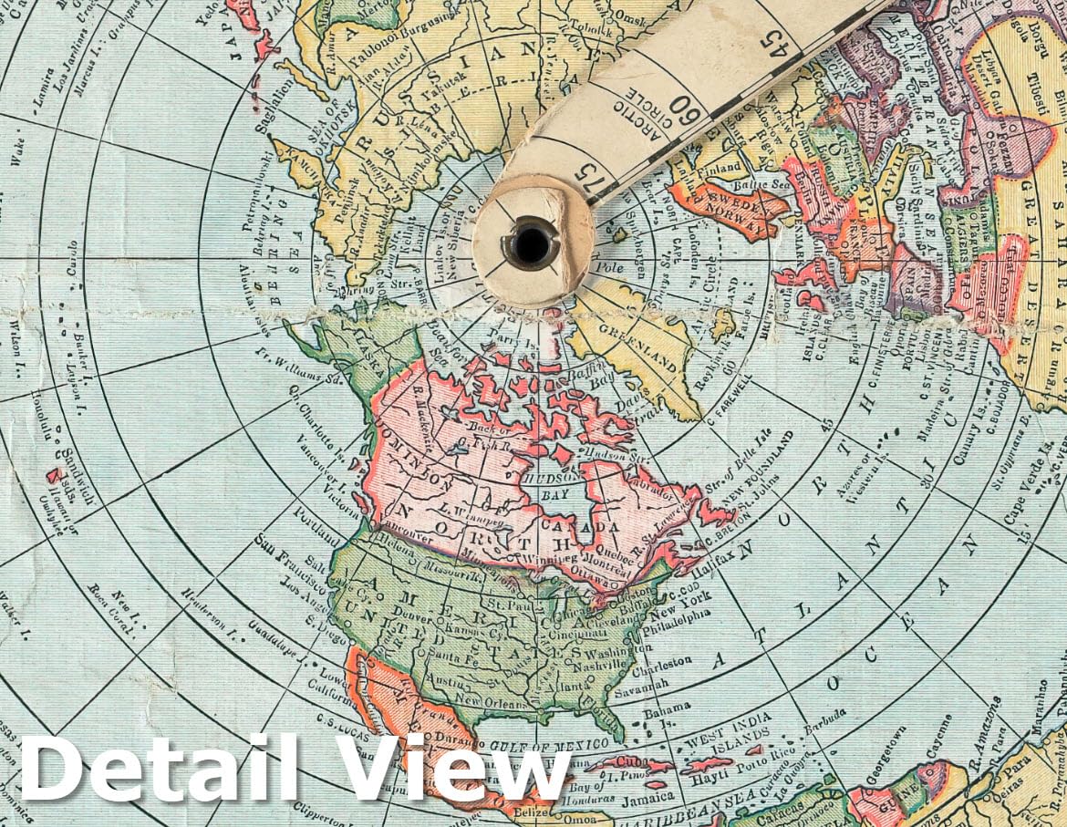 Mapa histórico, 1892 Gleason's New Standard map of The World: on The Projection of J. S. Christopher, Modern College, Blackheath, Inglaterra, arte de pared vintage: 61 x 91 cm