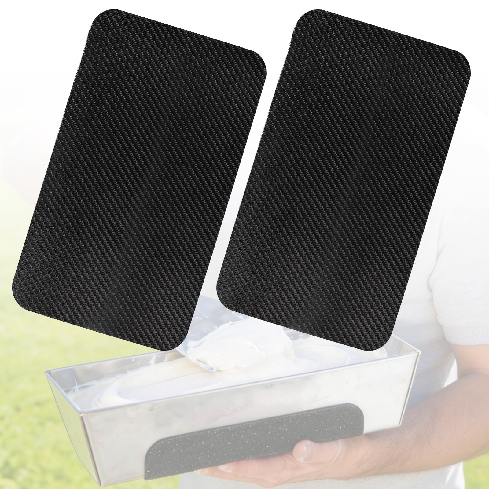 2 Stück 24,9 x 16 cm Anti-Rutsch-Griff für Schlammwanne, wasserfeste Ledergriff-Pads, selbstklebende Anti-Rutsch-Pads, leicht zu reinigen, schwarz, rutschfest, gebaut, um lange zu halten