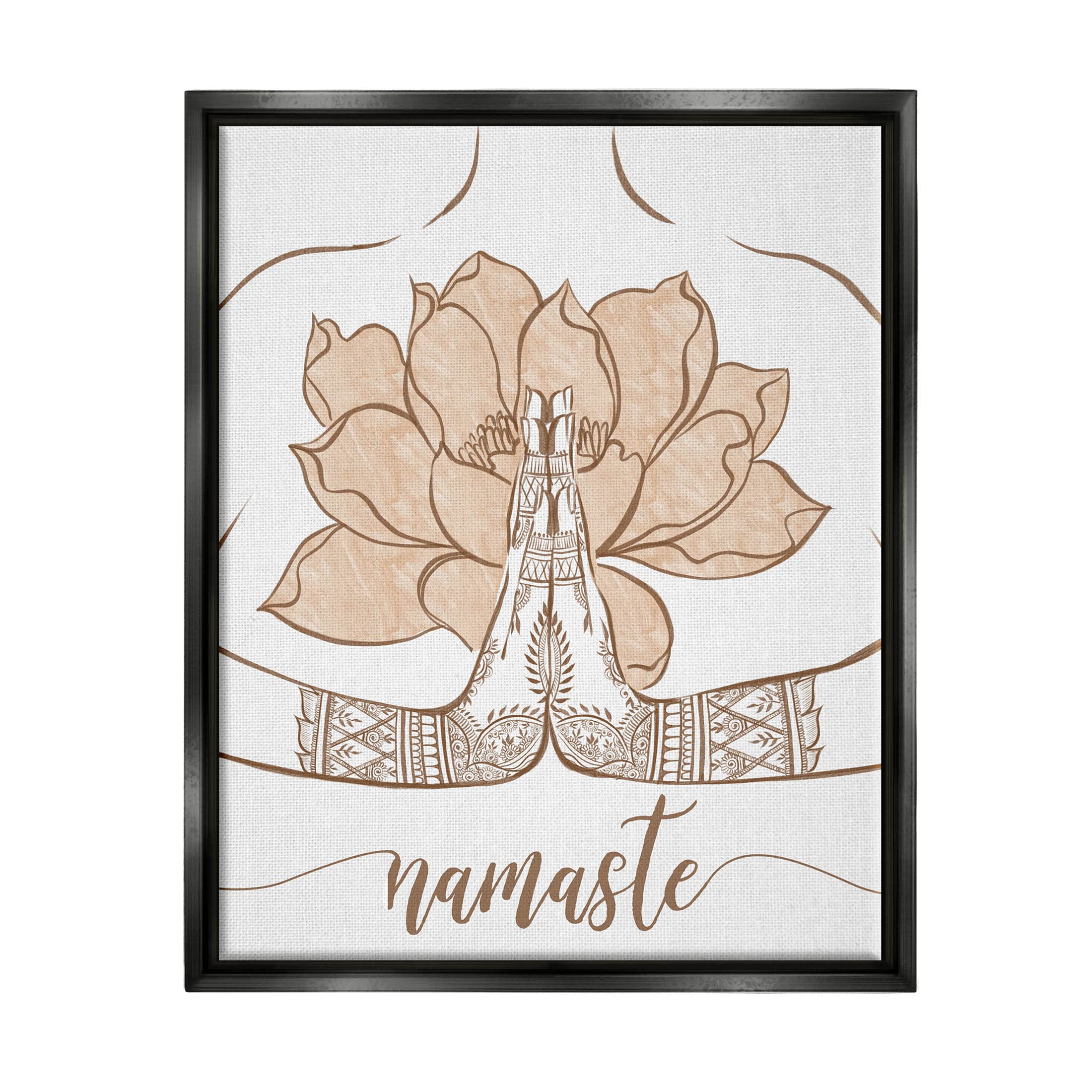 Stupell Industries Namaste Henna Pattern Lotus Floating Framed Wall Art, Design by Ziwei Li