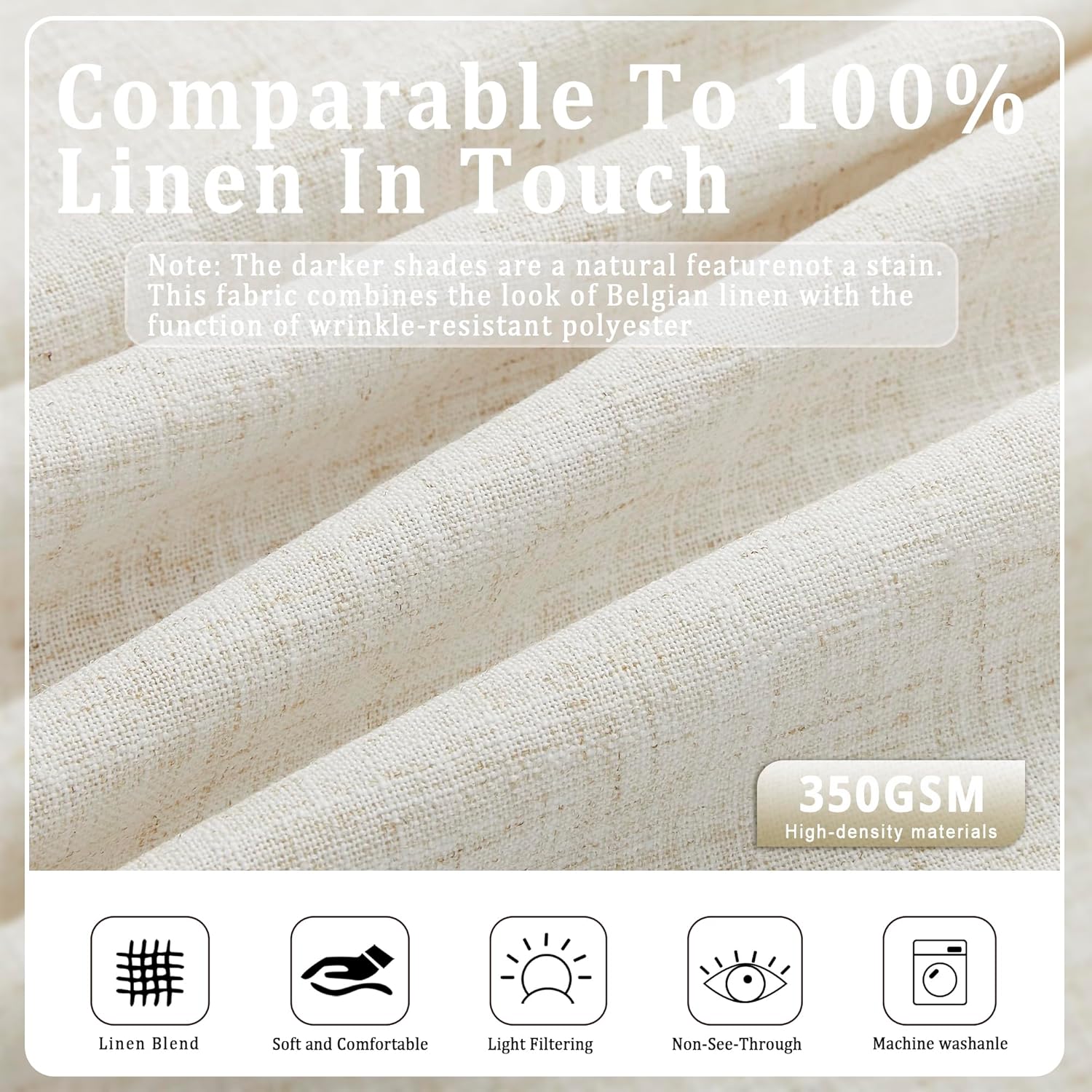 Pinch Pleat Cafe Curtains 45 inch Length Linen Pinch Pleat Curtain for Kitchen Thick Linen Cottage Core Sheer Curtain Light Filtering Privacy for Kitchen/Cafe Small Window Back Tab Drape