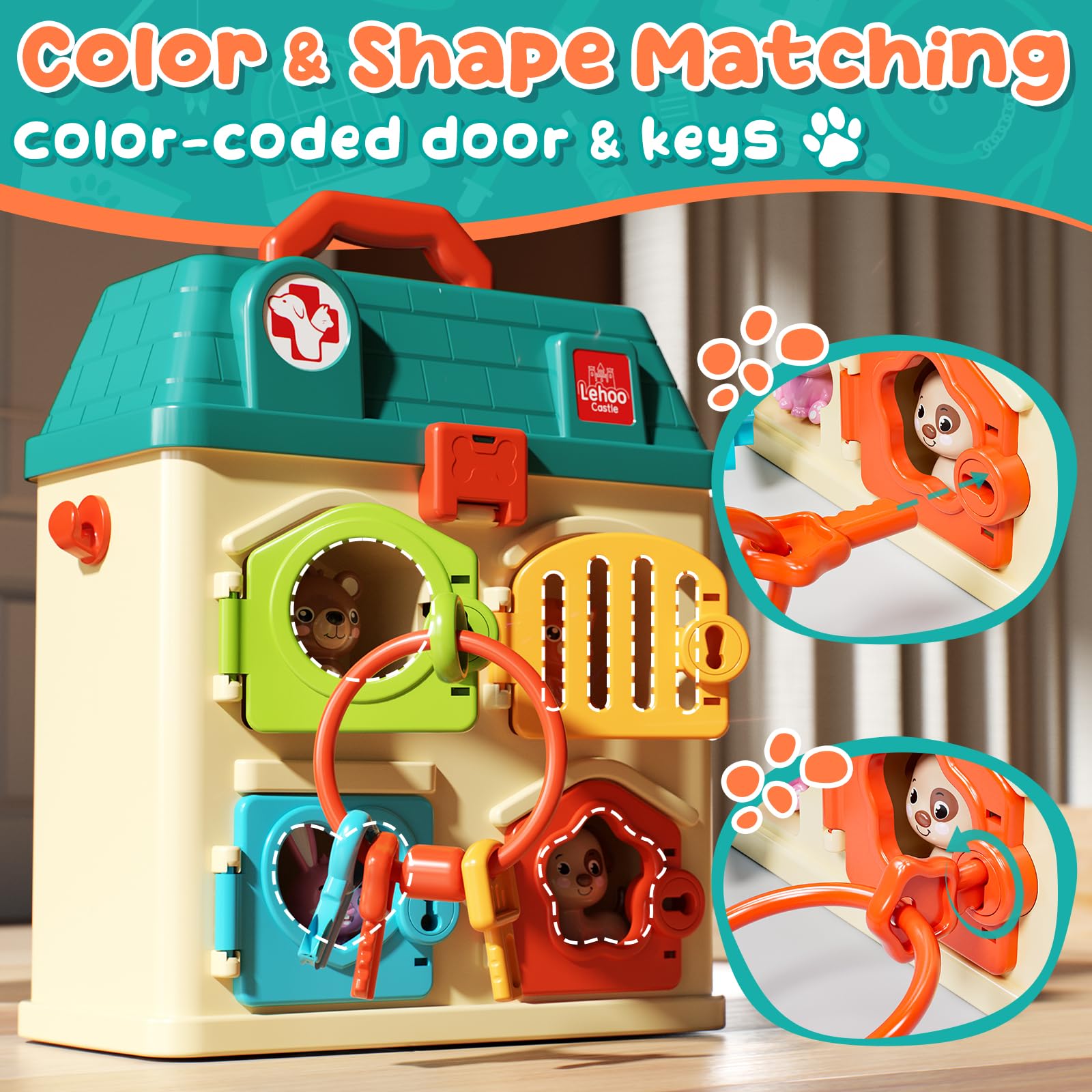 Lehoo Castle Tierarzt Spielzeug Kinder, Arztkoffer Kinder, Doktorkoffer mit Ton & Licht, Spielzeug ab 3 Jahre, Mädchen Geschenke 3 Jahre