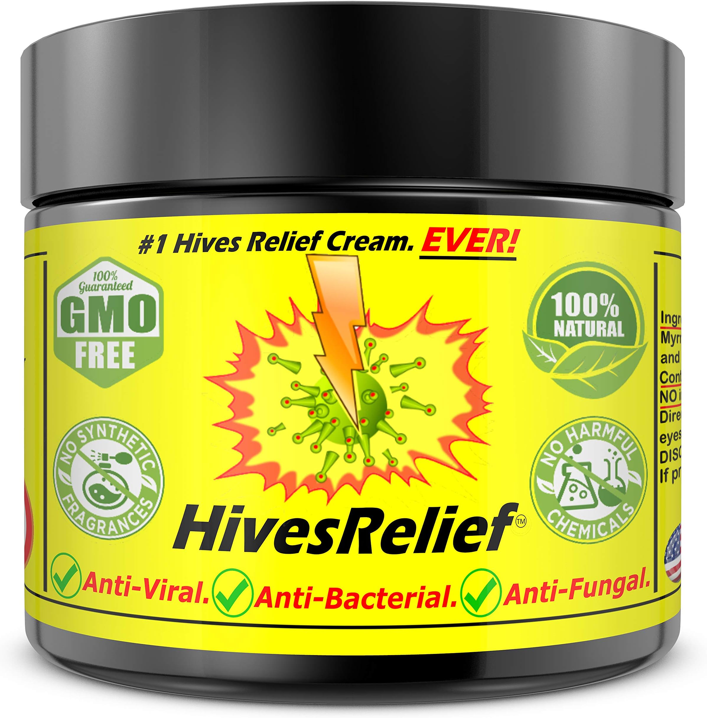 HivesRelief Cream - Fastest Acting Powerful Hives Relief Cream with 100% Natural Formula - Gentle Skin Irritation Cream for Hives Itchiness, Redness & Rashes - for Adults & Kids