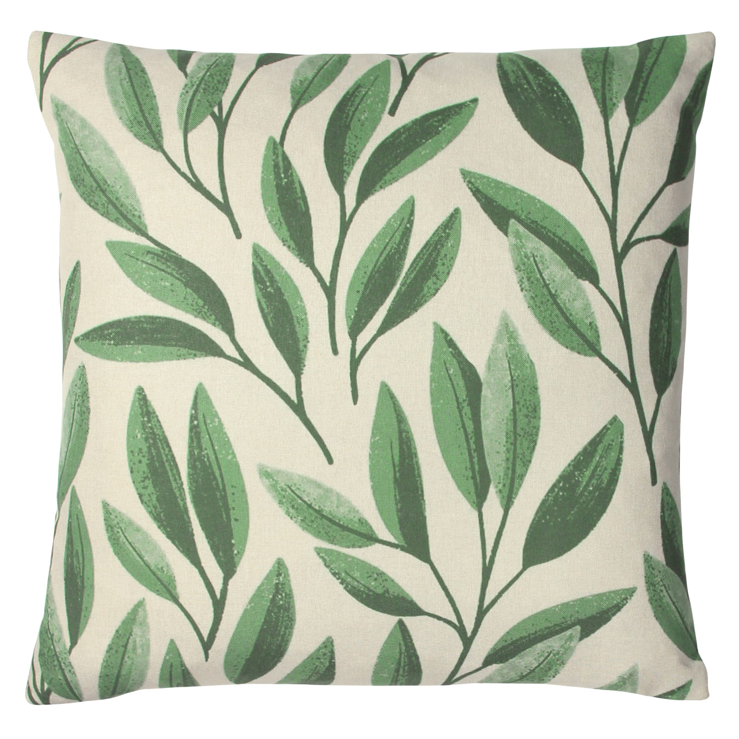 Paoletti Unisex Dark Green Laurel Botanical Printed Cushion In 45Cm X 45Cm