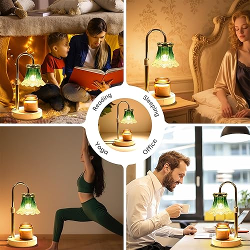 Vista 15 de GEEZO - Lámpara calentadora de velas con fragancia, calentador eléctrico con temporizador y atenuador, regalo de cumpleaños, inauguración de casa