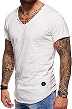 behype Men's Oversized, Short-sleeved Basic T-Shirt, V-Neck, 20-1720