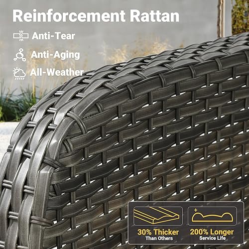 Miniatura 3 de ovios Juego de 2 piezas de muebles para patio, sillas de mimbre para exteriores de 2, sillas de ratán de respaldo alto para todo tipo de clima de 2