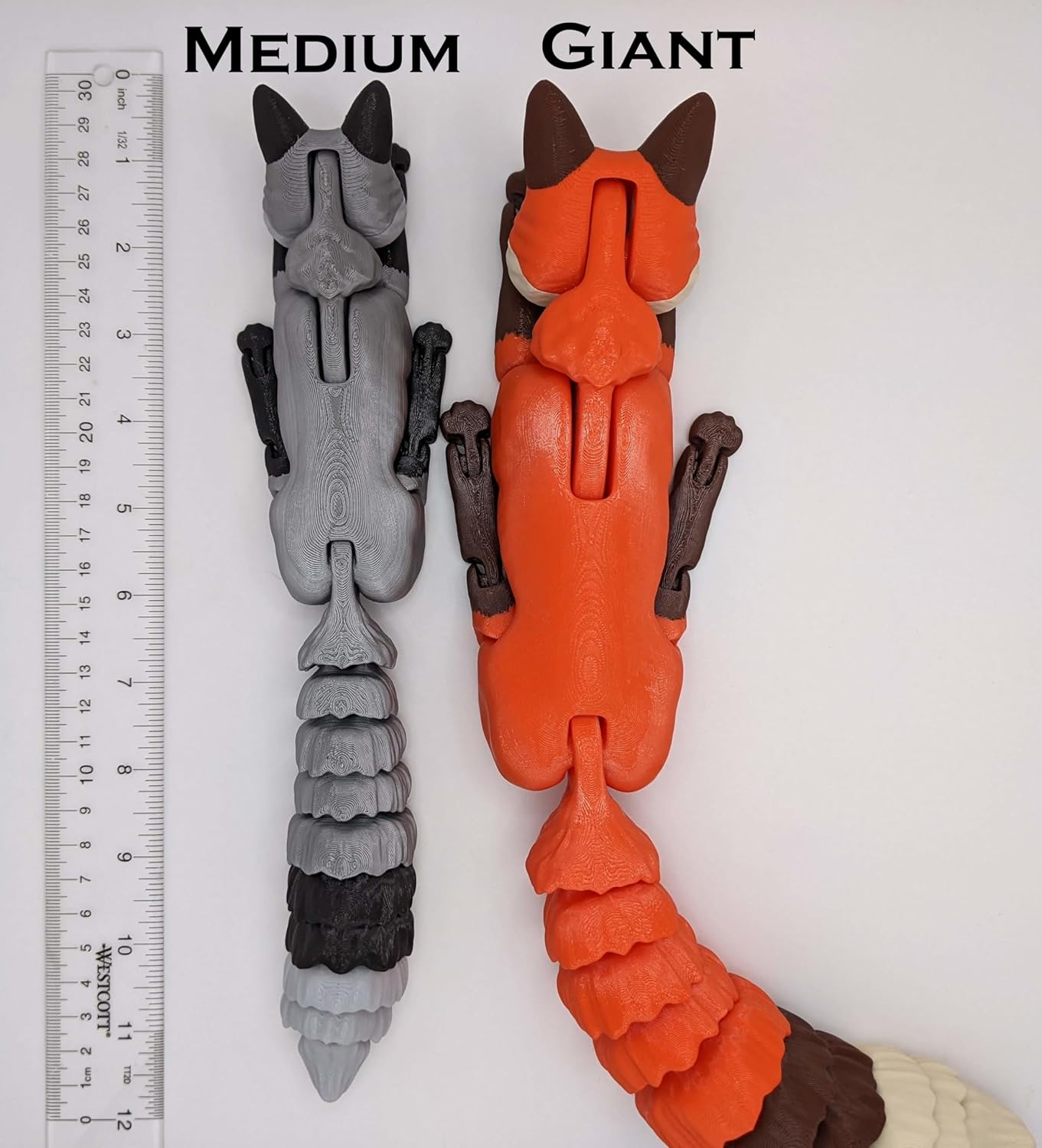 3D Printed Fox - Made to Order Articulated Multicolor Fidget Figure, Medium (White)