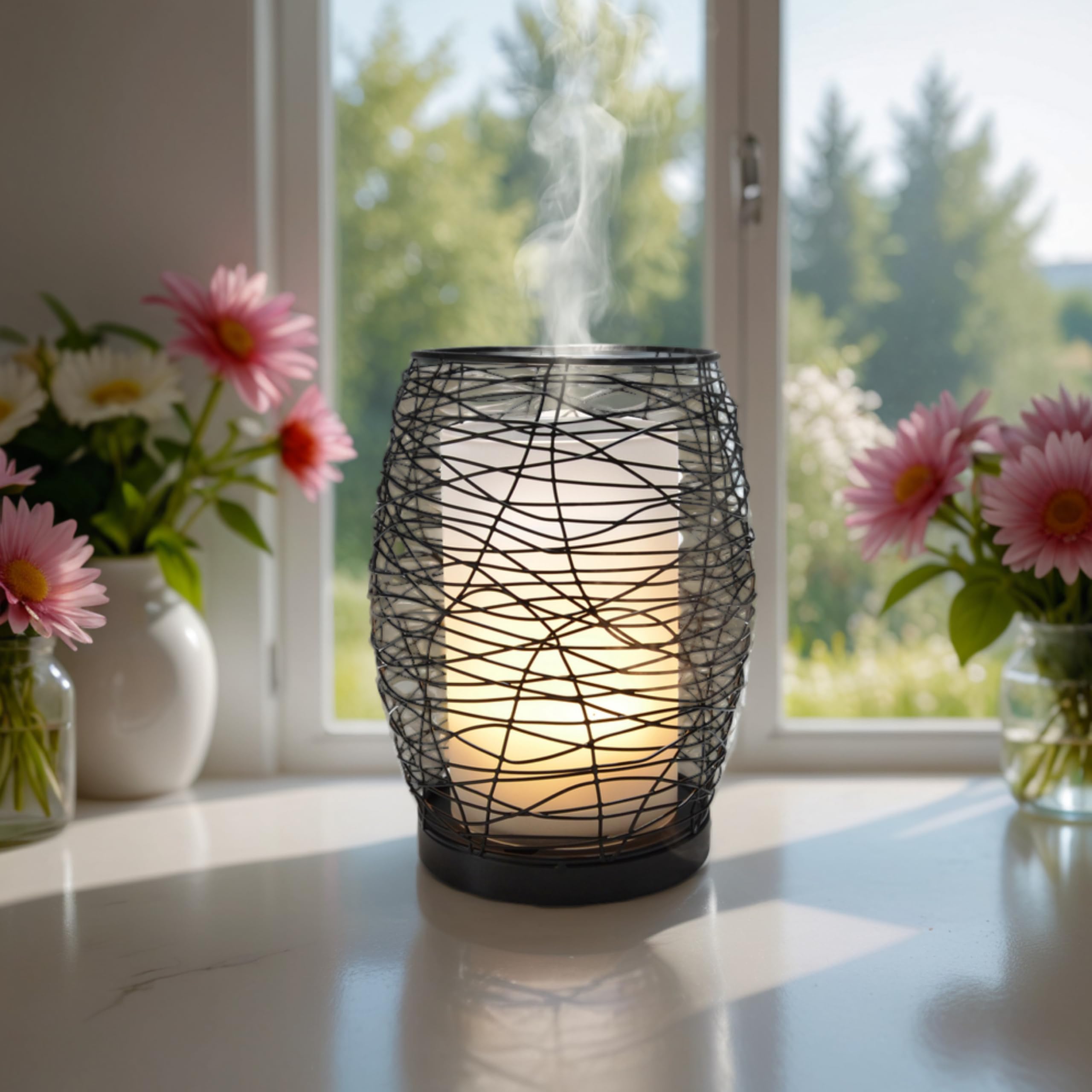 Zen’Arôme Diffuseur d’Huile Essentielle Volupsia – Diffuseur Ultrasonique Aromathérapie à Froid - Diffuseur Électrique Parfum Maison avec Télécommande - Éclairage LED Effet Bougie – en Métal et Verre