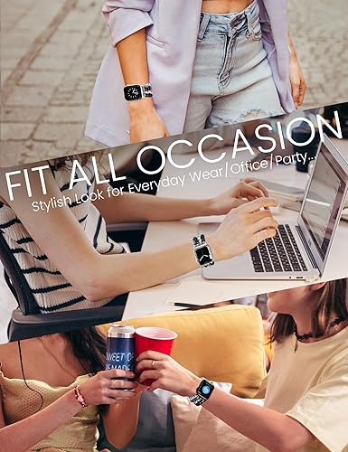 Miniatura 8 de JR.DM Correas de pulsera de cuentas para mujer compatibles con Apple Watch de 1.575 pulgadas, 1.496 pulgadas, 1.614 pulgadas, 1.732 pulgadas,