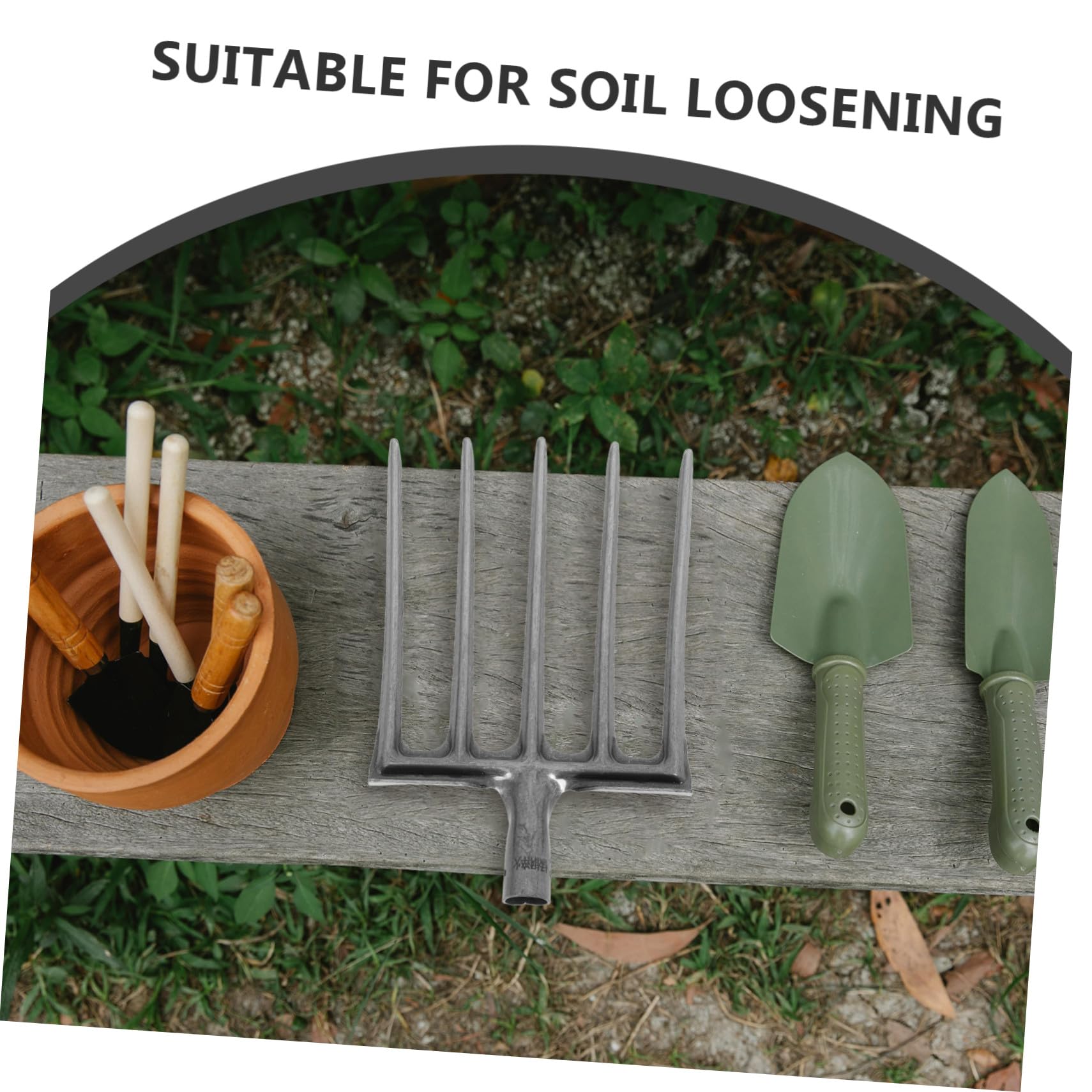 Abaodam Forcone da Giardino in Acciaio Argento a 4 Denti per Lavori Agricoli e Vangatura del Terreno, Resistente e Versatile per Attività di Coltivazione e Cura del Suolo