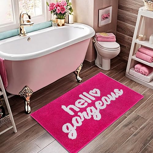 Miniatura 2 de Tapetes de baño navideños, bonitos tapetes rojos para decoración de baño, antideslizantes, lavables a máquina, 20 x 32 pulgadas