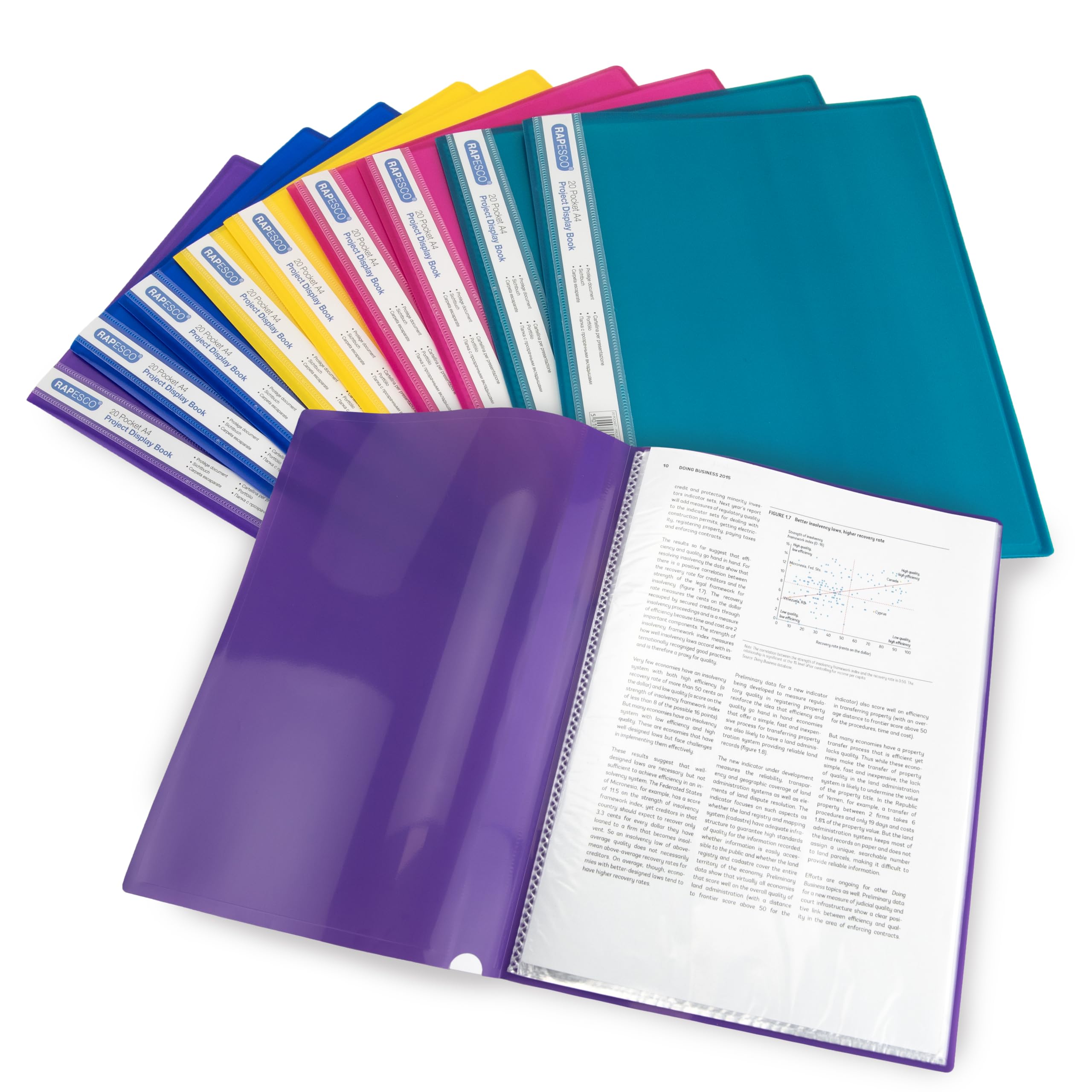 Rapesco 0919 Project Presentation Display Book, 20 Pockets, A4, Pack of 10