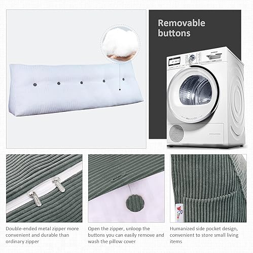 Miniatura 9 de WOWMAX - Almohada triangular para lectura almohada grande para cabecera y respaldo almohada en forma de cuña para soporte y posicionamiento, para