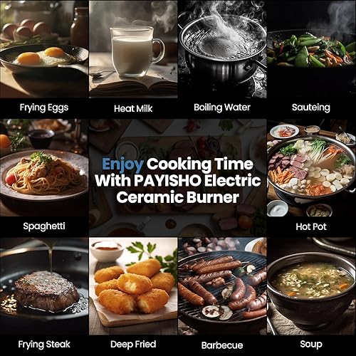 Miniatura 6 de PAYISHO Placa eléctrica de 2000 W, quemador único, portátil, placa de inducción para cocinar, estufa eléctrica ultrafina, quemador infrarrojo,