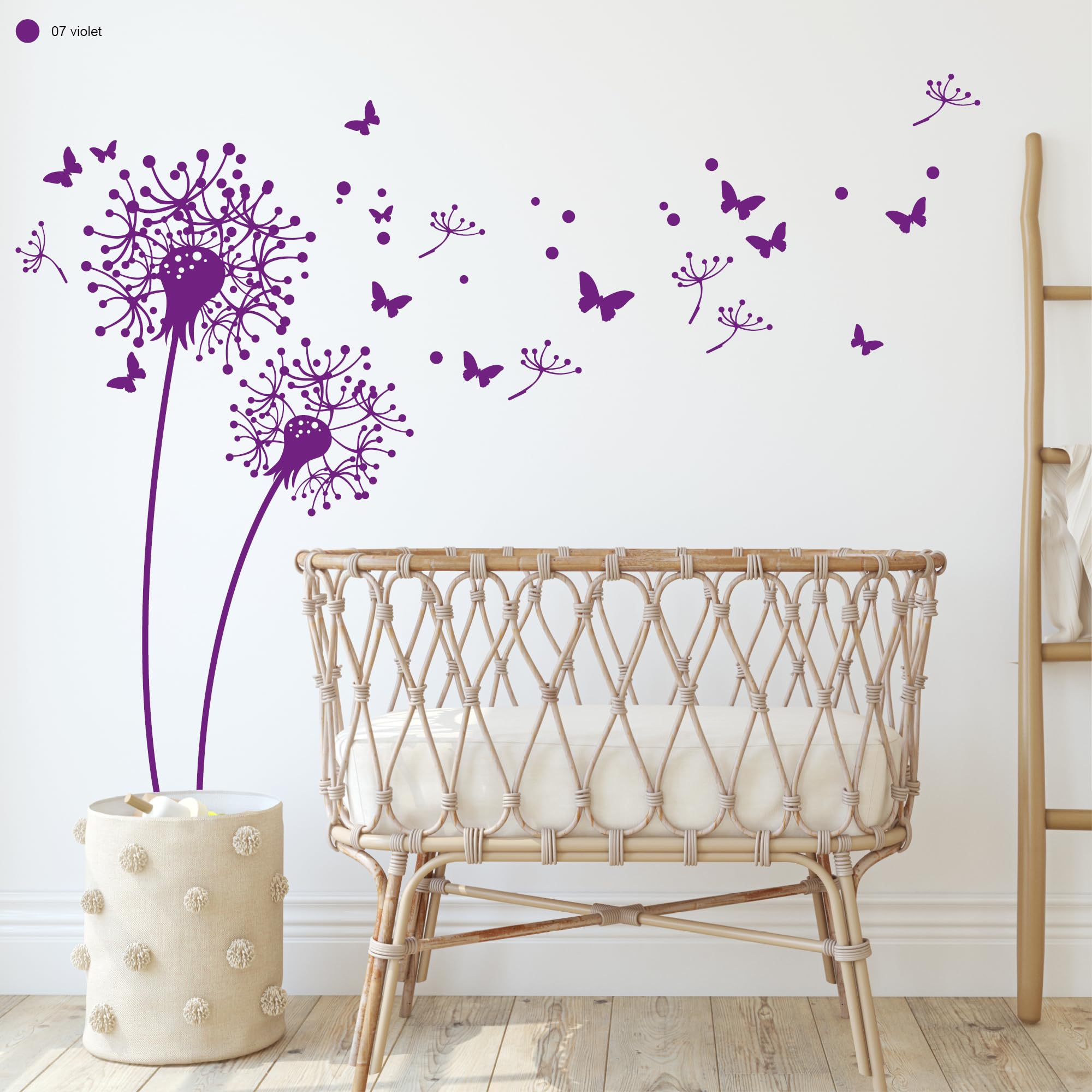 Wandtattoo Pusteblume Mit Schmetterlingen - 30 Farben & 4 Größen Zur Individuellen Wandgestaltung