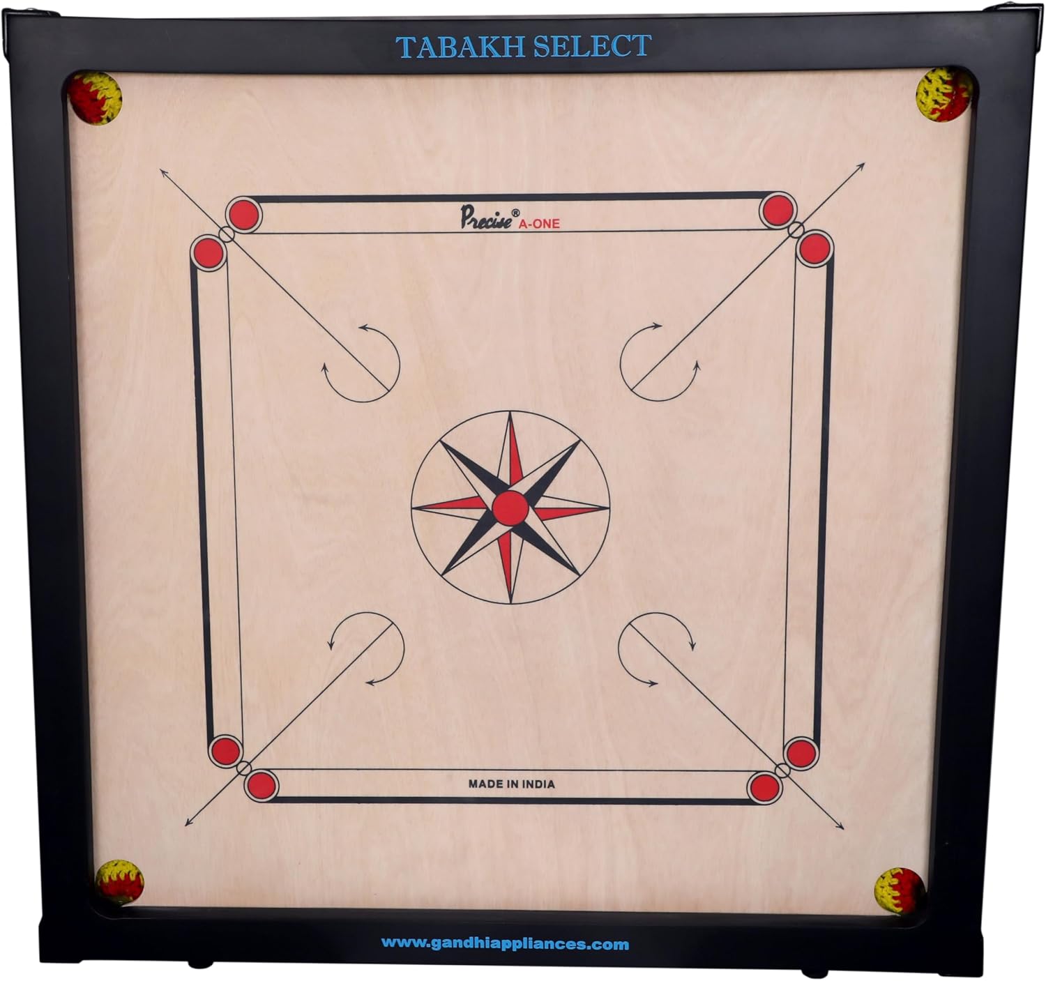 Precise Select 6mm Carrom Board with Coins, Striker, and Powder by