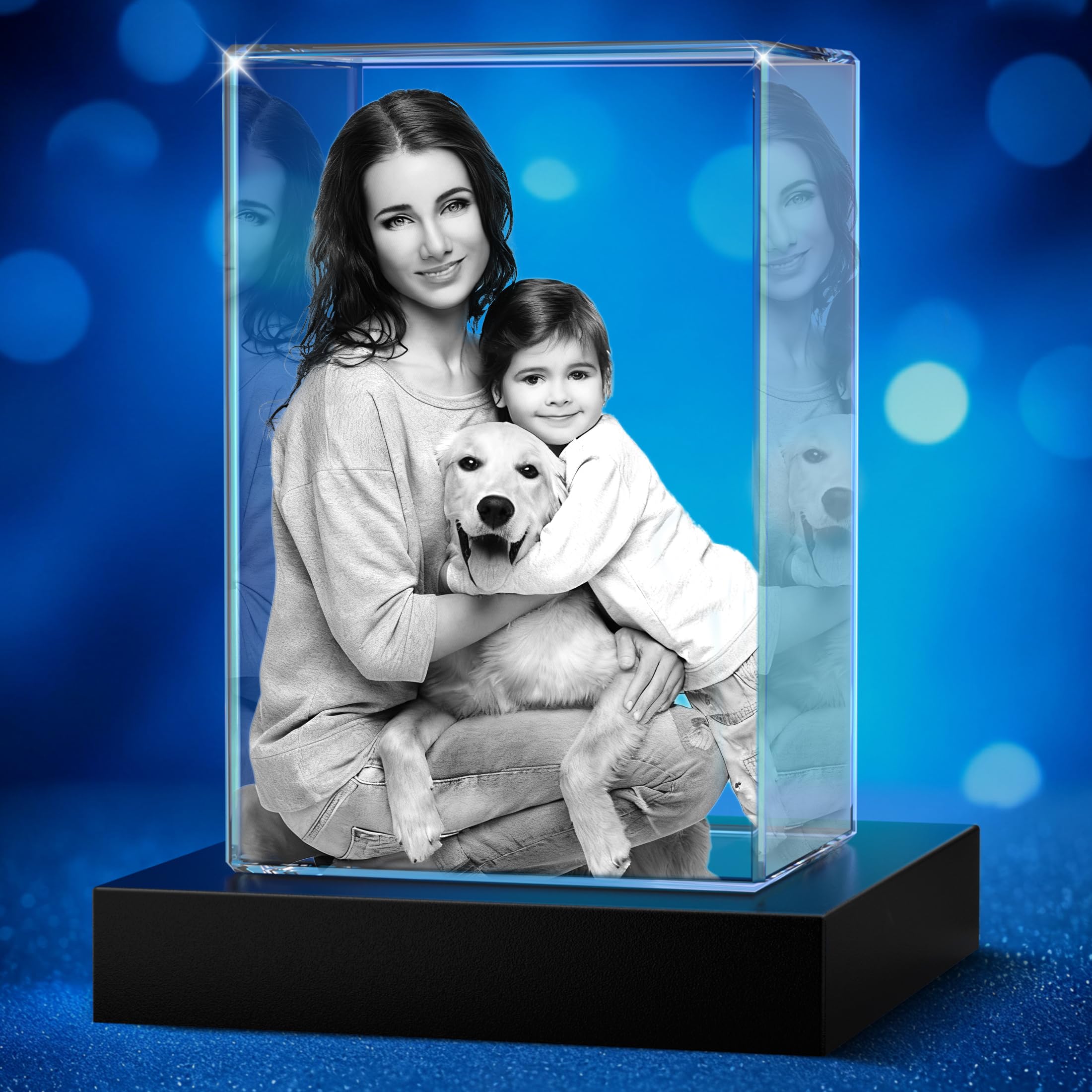 C.light 3D Crystal Photo Dog&Cat Memorial Gifts Personalized Gifts with Your Own Photo for Pet Lovers, Laser Etched Picture, Engraved Crystal,