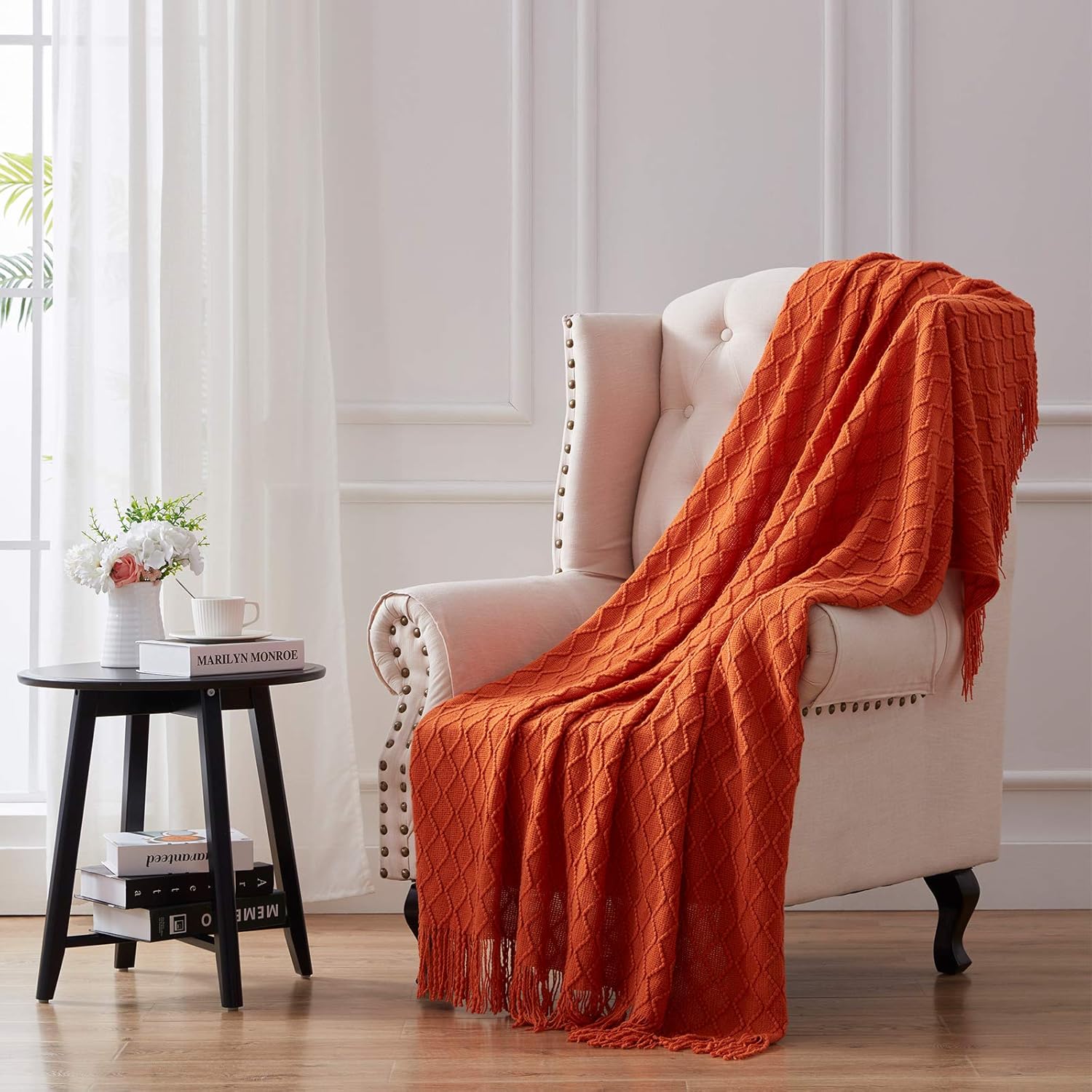 SunStyle Home Burnt Orange Throw Blanket for Couch 50 x 60 inches Decorative