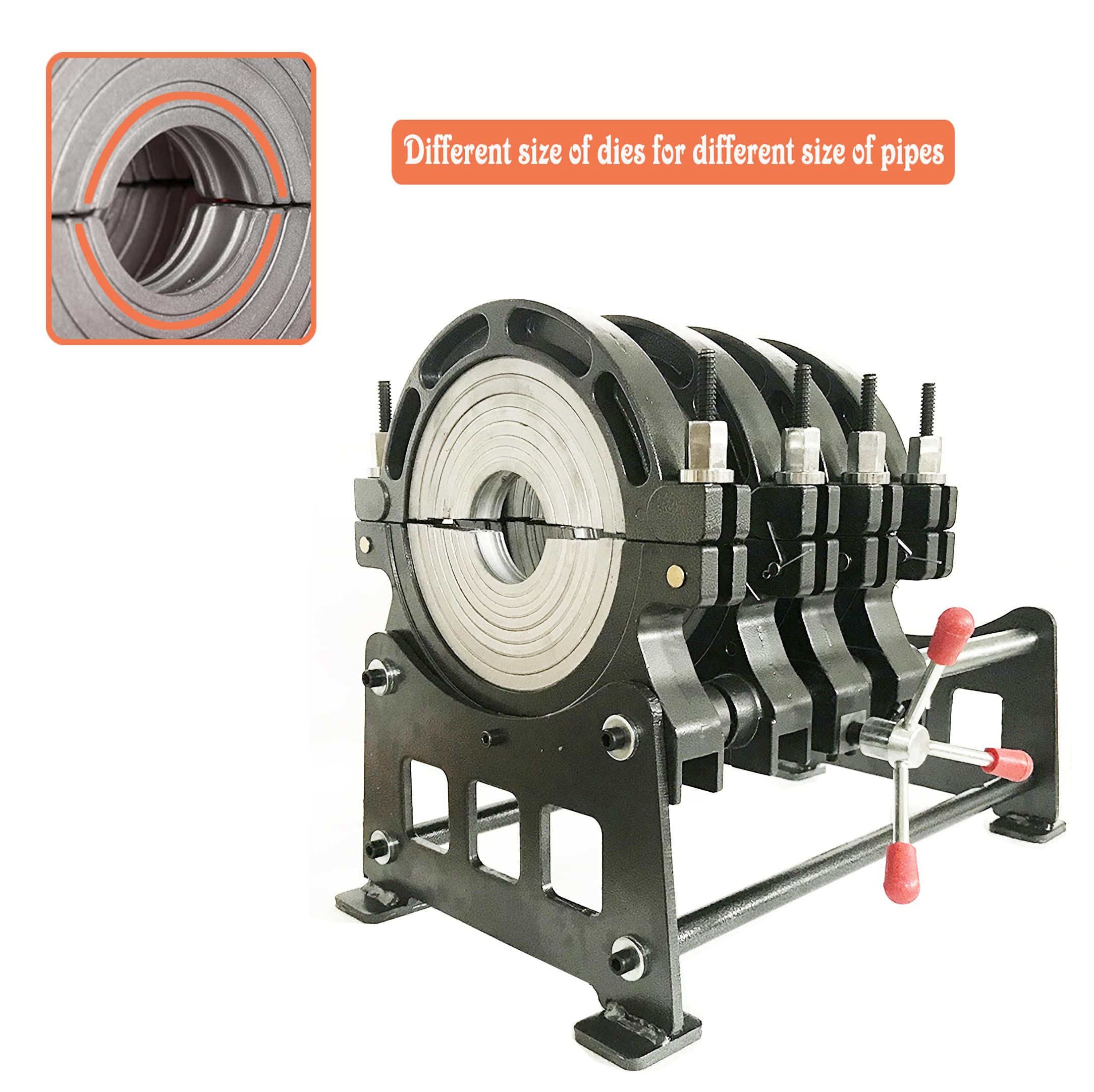 TECHTONGDA Pipe Welder Electric Tube Butt Fusion Machine Hot Melt Solder for PE PP PB PVDF PPR (3.54-9.84”(90-250mm) four clamps)