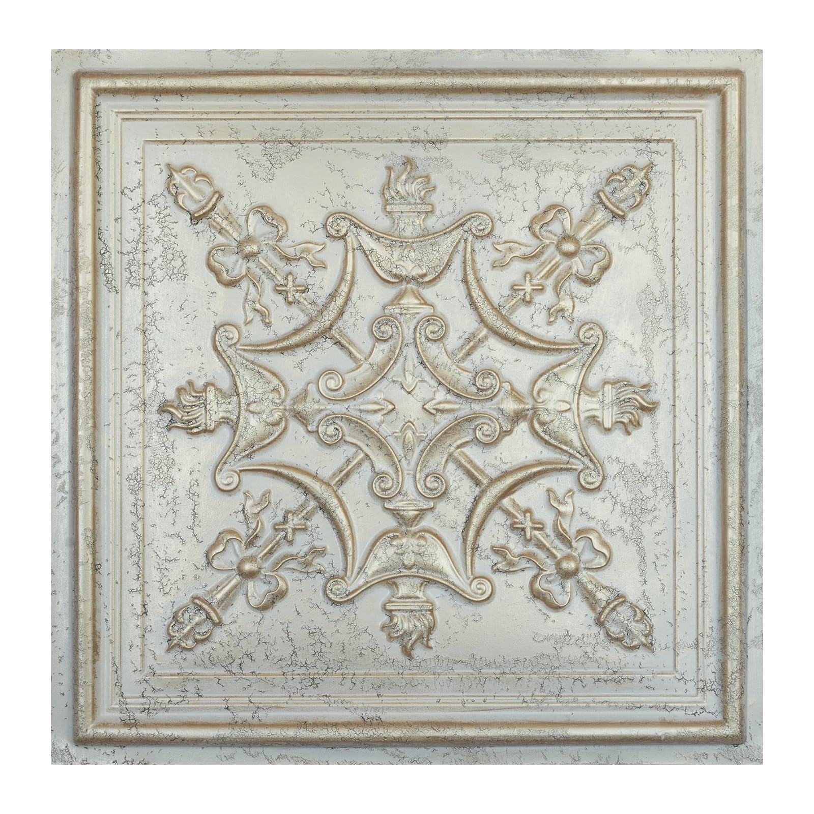 Azulejos de techo suspendido, Azulejos de techo de vinilo Latte, PL07 Grieta de angustia champán dorado 10piezas