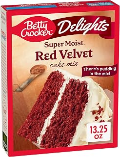 Betty Crocker Super Moist Red Velvet Cake Mix 13.25 oz - Easy Bake Rich Decadent Cakes & Cupcakes