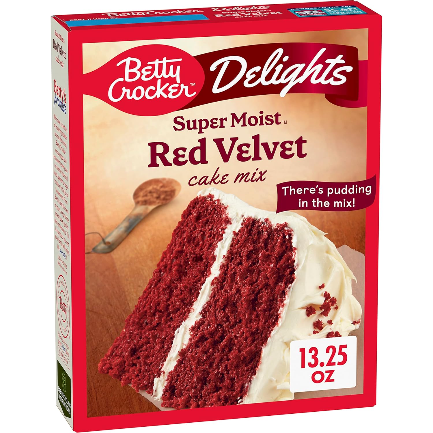 Betty Crocker Super Moist Red Velvet Cake Mix 13.25 oz - Easy Bake Rich Decadent Cakes & Cupcakes