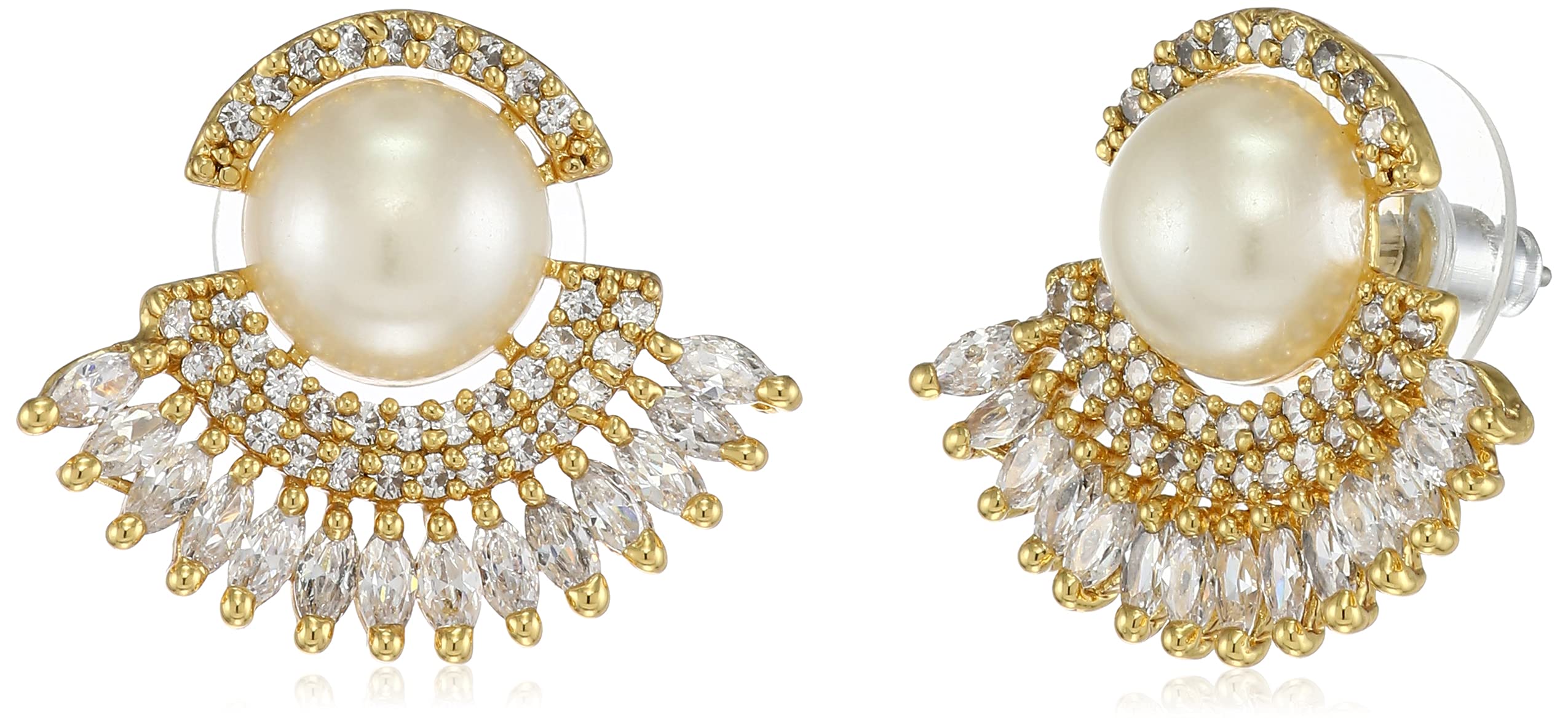 Estele 24Kt Gold Plated CZ Kundan Stud Earrings for Women with Golden Pearl, One Size (B098MX1HQH) Amazon Price History, Amazon Price Tracker