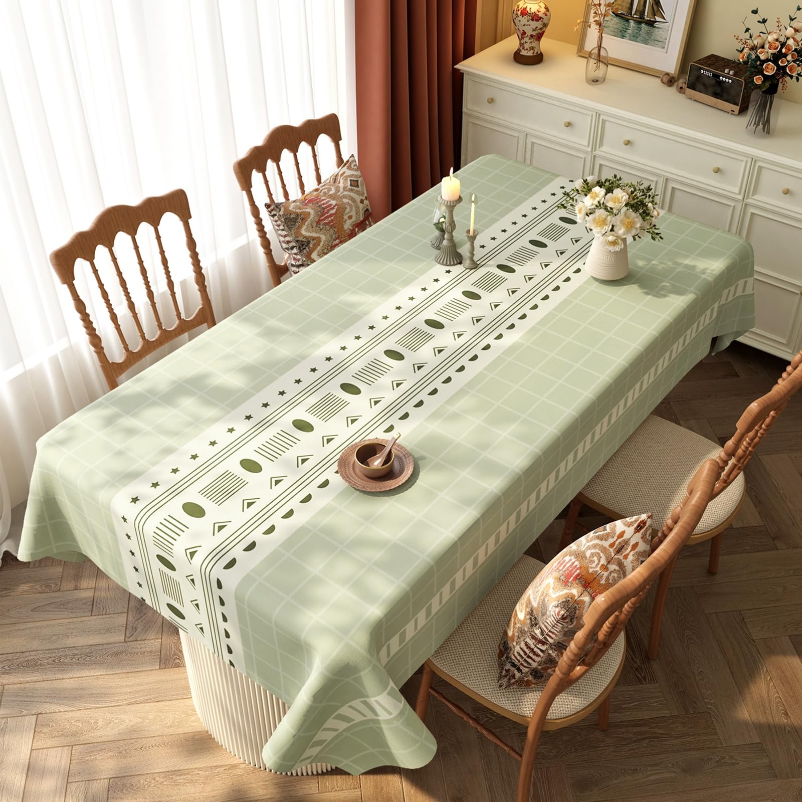 Prostokątny obrus do czyszczenia jasnozielone obrusy 120 x 160 cm