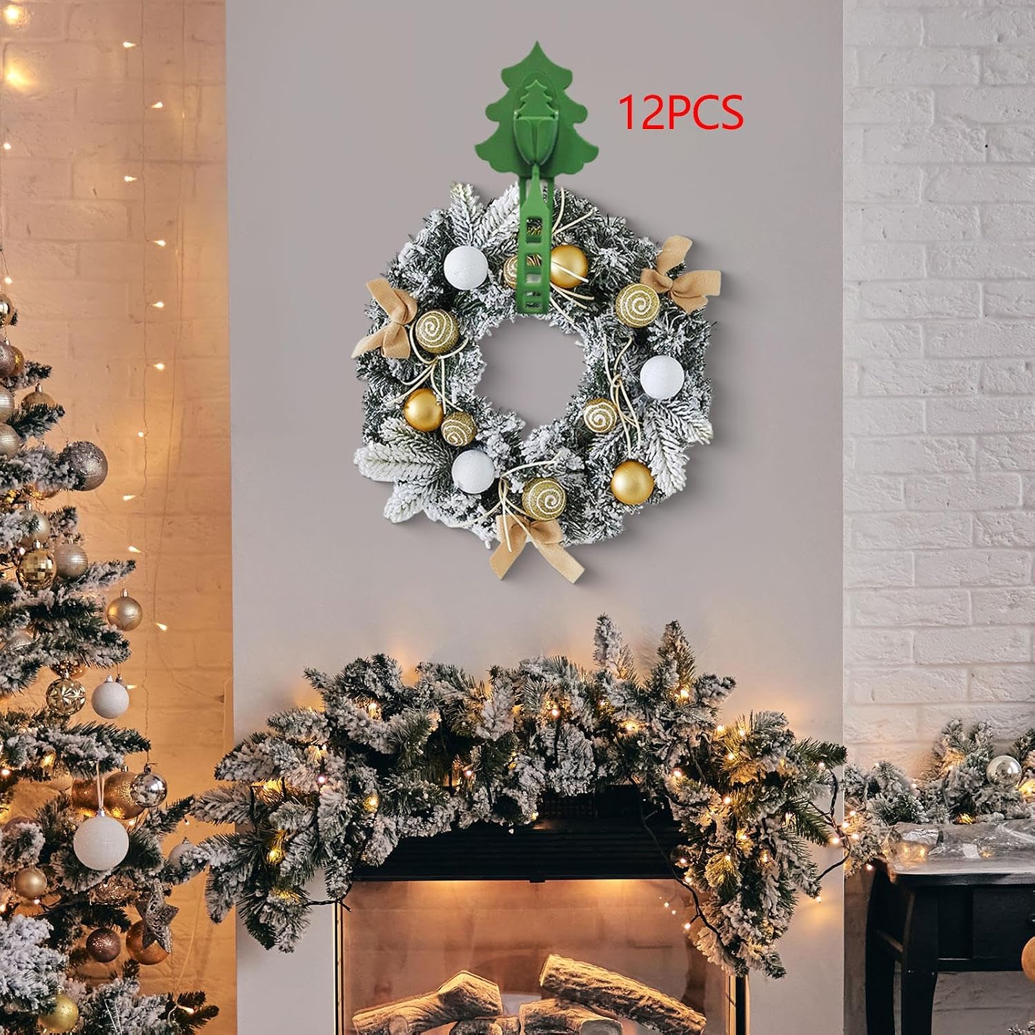 12x Christmas Garland Hangers Reusable Mantelpiece Decoration Hooks Fireplace Stocking Holder for Wedding