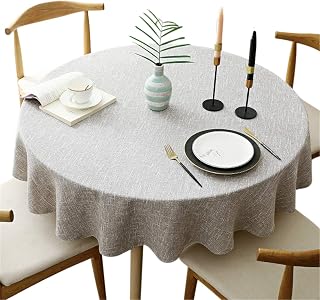 Heavy Weight Round Tablecloth, Decorative Solid Color Table Cover, Cotton Linen Table Cloth for Kitchen Dining Home Tabletop Decoration, Grey, 48" (Recommended for table sizes up to 32 inches)