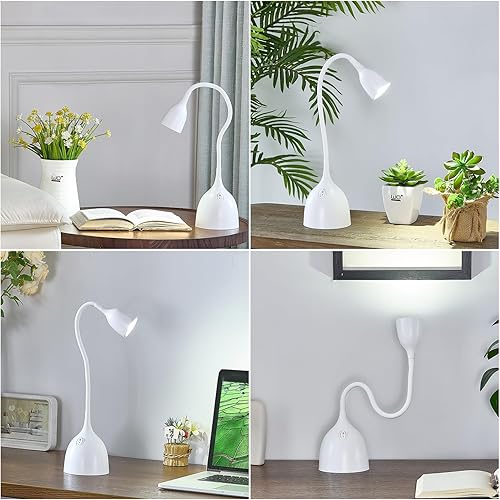 Miniatura 4 de Lámpara de escritorio para dormitorio universitario – Luz de lectura LED – Pequeña lámpara de mesa de cuello de cisne flexible ajustable – Lámpara