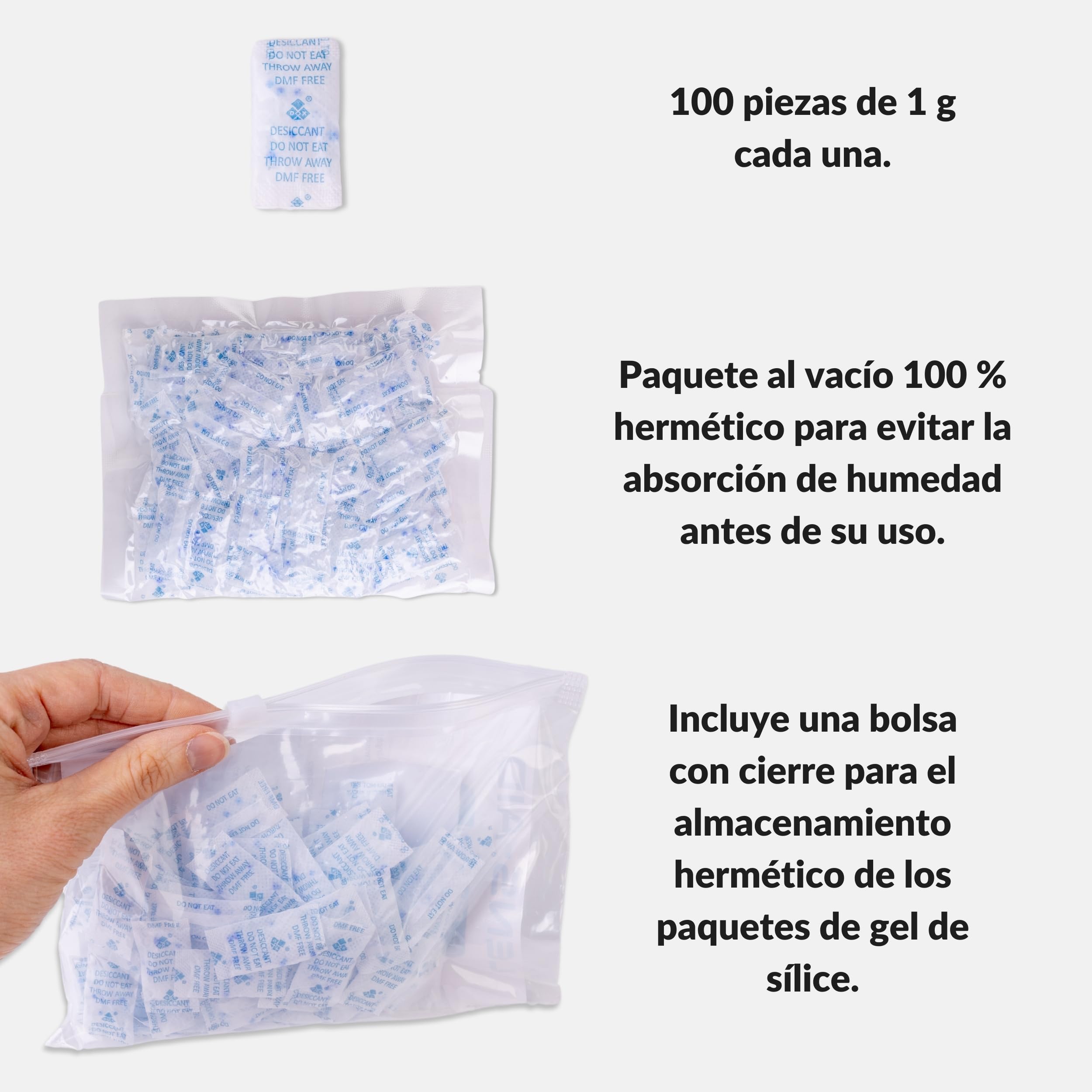 Lens-Aid Gel de Sílice Reutilizable (100 x 1 g) – Bolsas Deshumidificadoras con Indicador Naranja/Verde – Protección contra Humedad para Zapatos, Alimentos, Electrónica, Cámaras y Más