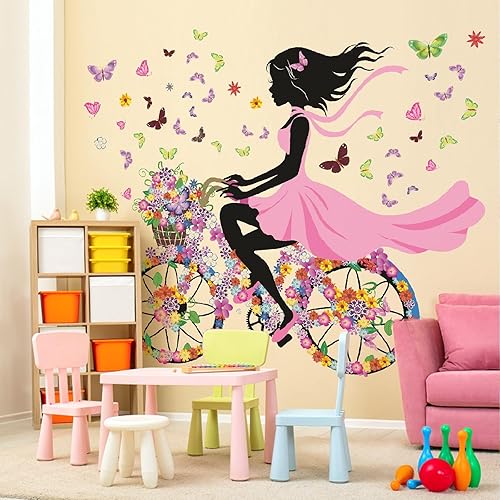 Miniatura 4 de DEKOSH Calcomanías de pared para habitación de niños  Calcomanías de arte de pared con mariposas y flores para decoración de dormitorio de niñas