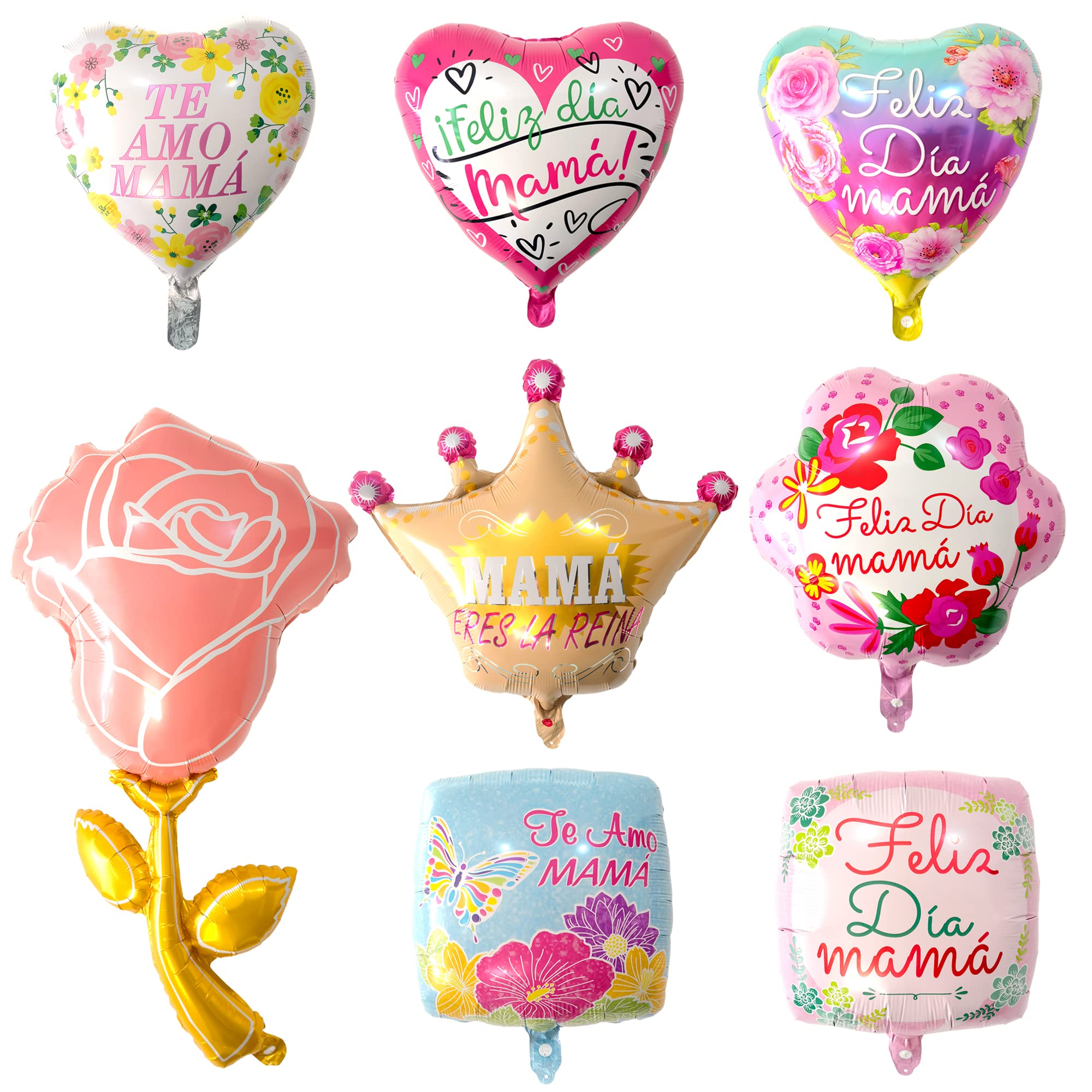 8 Packs Happy Mother's Day Foil Balloons Set Mother’s Day Party Supplies - Te Amo Mama Feliz Dia Mama Balloons for Mother's Day Party Birthday Party Decorations Supplies