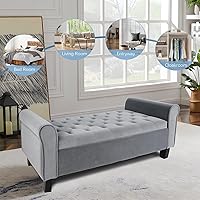 Vista 87 de Babion Banco otomano de almacenamiento con brazos, banco de extremo de cama para dormitorio, banco de almacenamiento con botones para entrada, sala