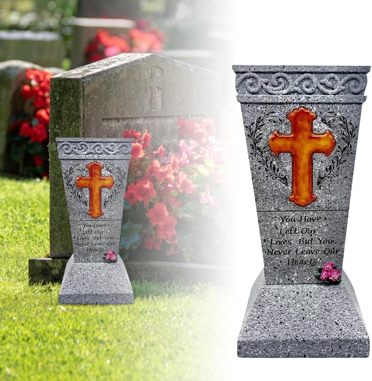 カレンヌ 陶器製墓花 カレンヌ ユリ ホワイト 1対（2個） P24-0881-WH