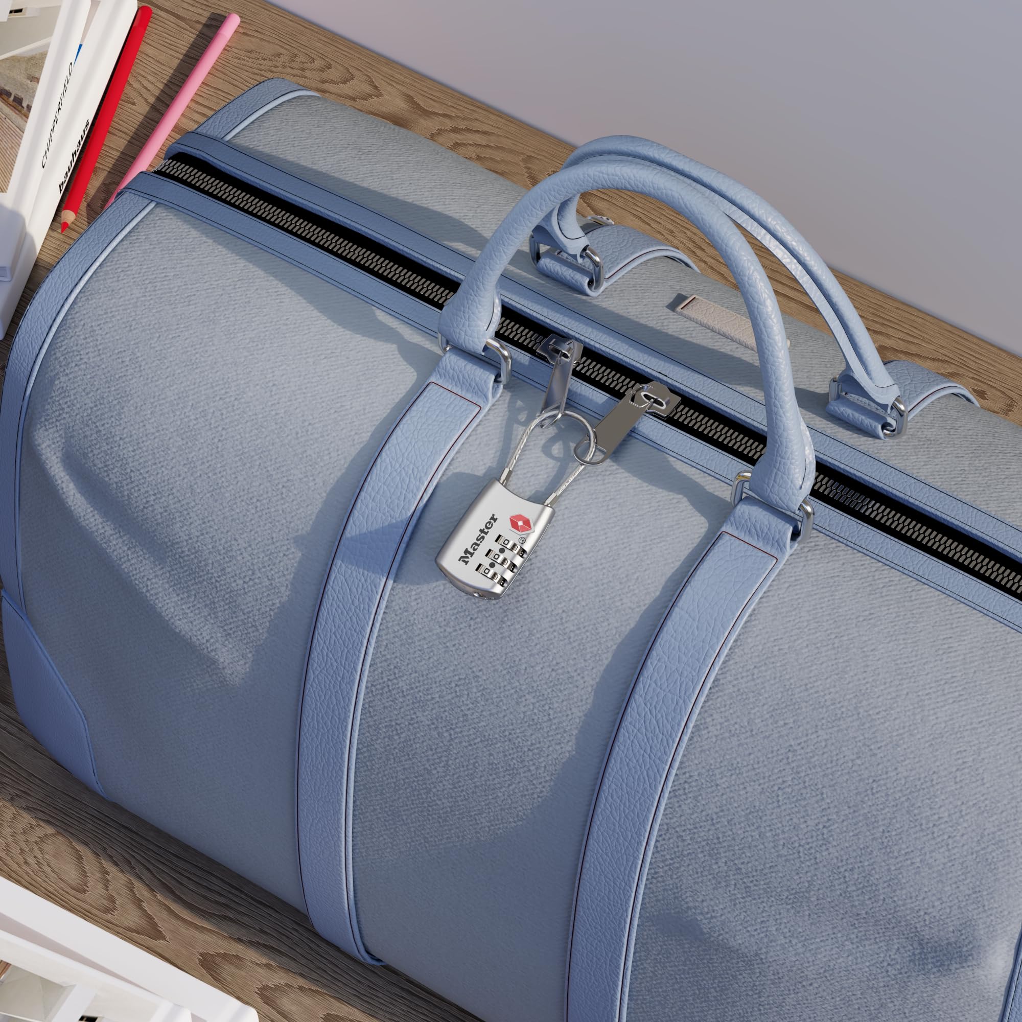 Master Lock 4688D Kłódka z możliwością ustawienia własnej kombinacji zamka szyfrującego z atestem TSA, 1 opakowanie, srebrna