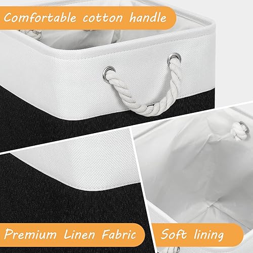 Miniatura 6 de FinishingBo Contenedores grandes de almacenamiento de 11 x 11 pulgadas con asas de algodón para armario, estantes, ropa, juguetes, toallas (color