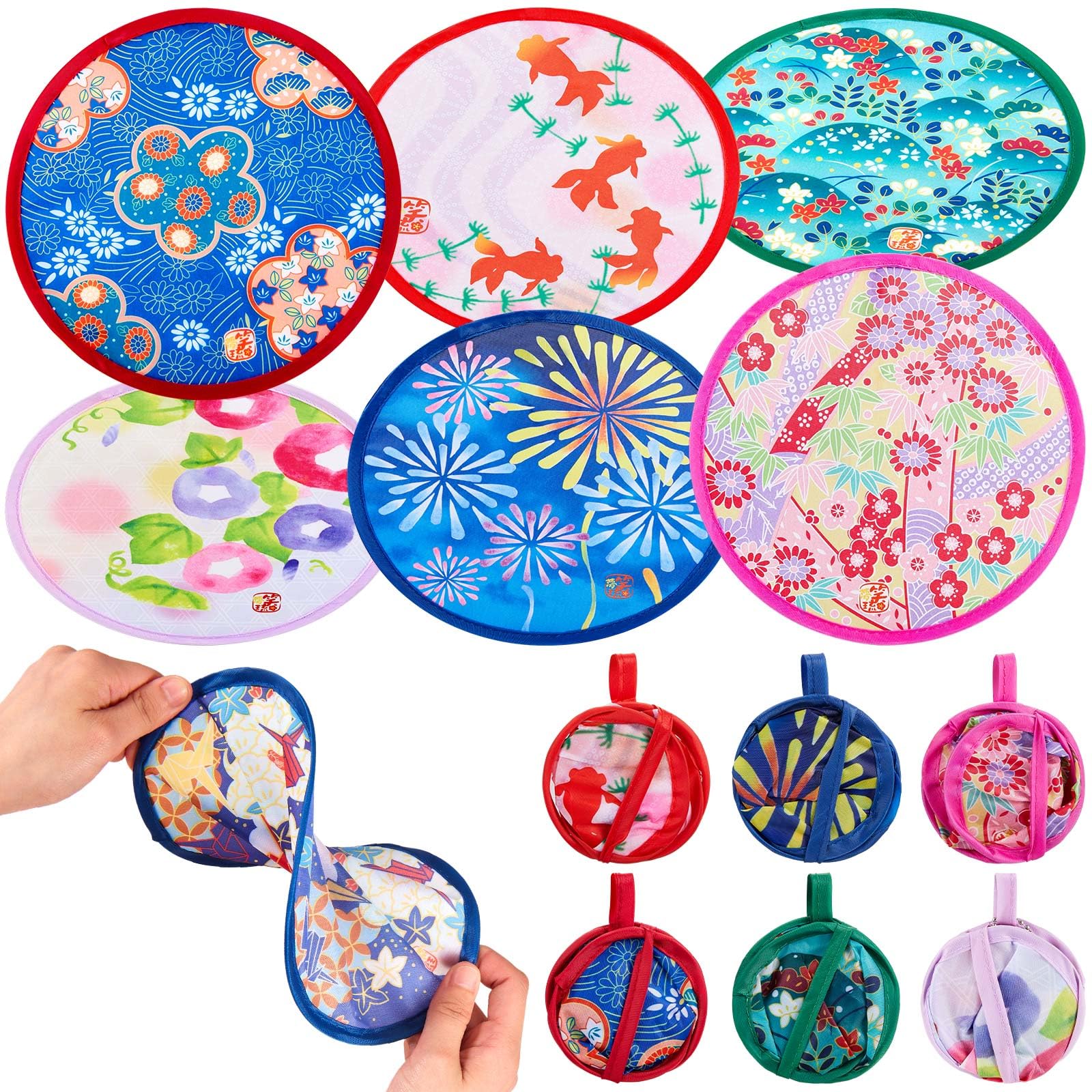 Namalu 12 Piezas de Abanicos Redondos Plegables de Mano de Estilo Japonés Abanicos Portátiles para Verano Boda Fiesta Hogar Festival Oficina Mujeres Decoración Personal Hermosa, Colores Aleatorios