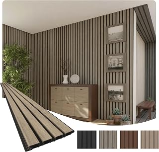 From Plain to Beautiful in Hours WPC Exterior Wall Slat Panels Waterproof Outdoor Composite Siding Cladding 94.5 in x 8.62 in 28.3 Sq.Ft Cream and Black 5 Pack