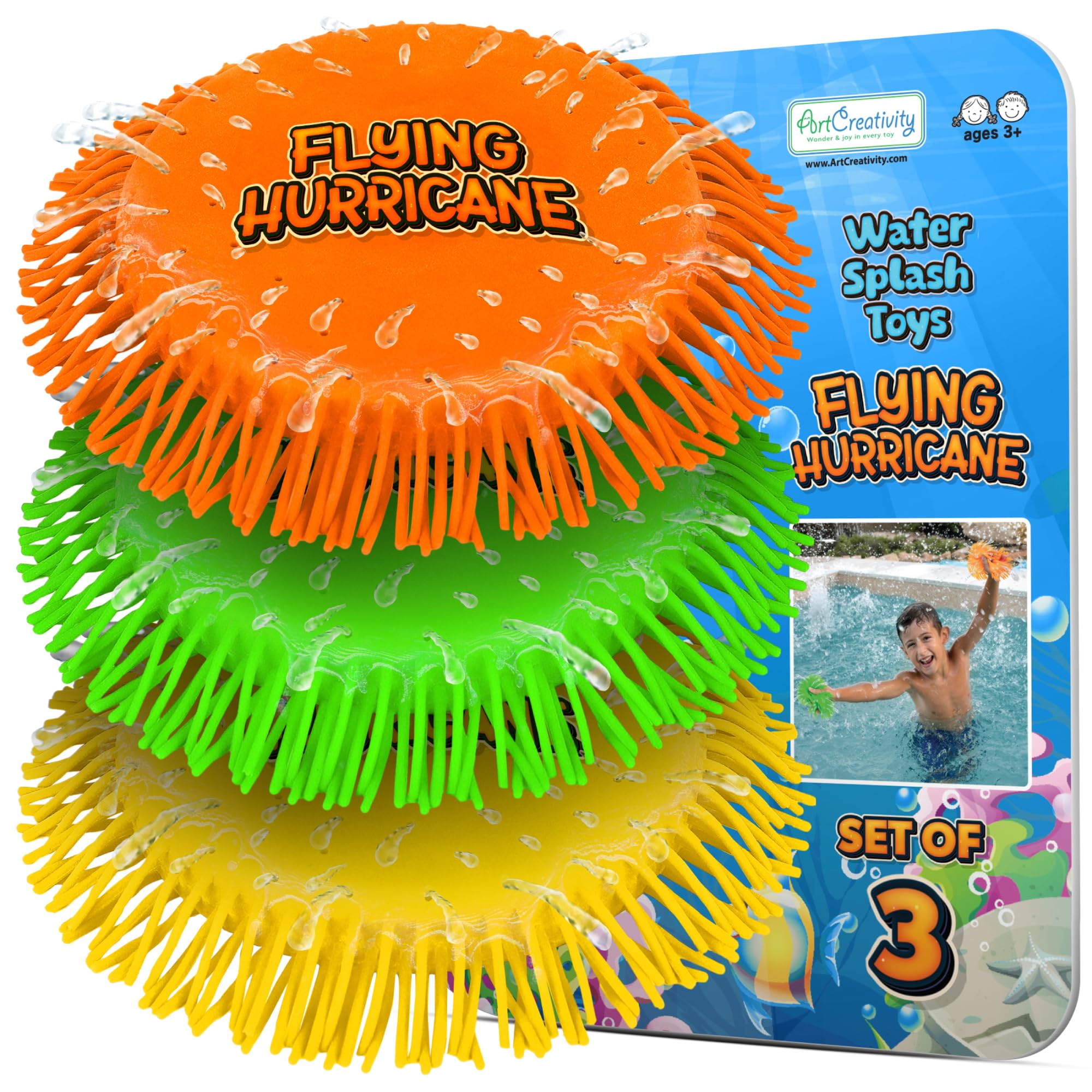 ArtCreativity Soft Water Frisbees for Kids, Soft Sports Discs (3 Pack), Beach Water Toys & Swimming Pool Toys for Kids, Backyard Fun Toy & Outdoor Summer Games, Birthday Gifts for Boys & Girls