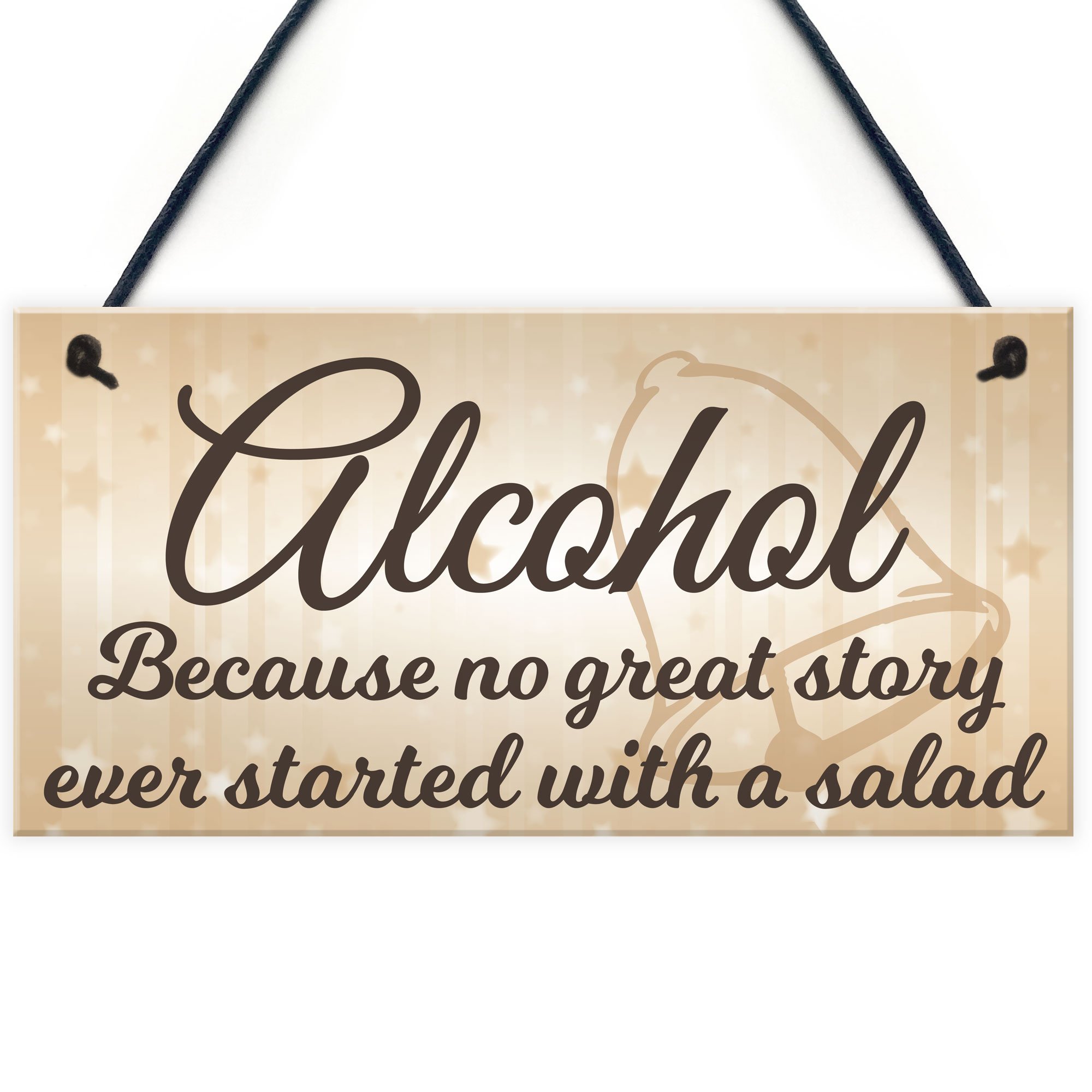 Red Ocean Alcohol Salad Great Story Wedding Prop Hanging Plaque Novelty Decoration Sign 200 x 100 mm High Grade PVC