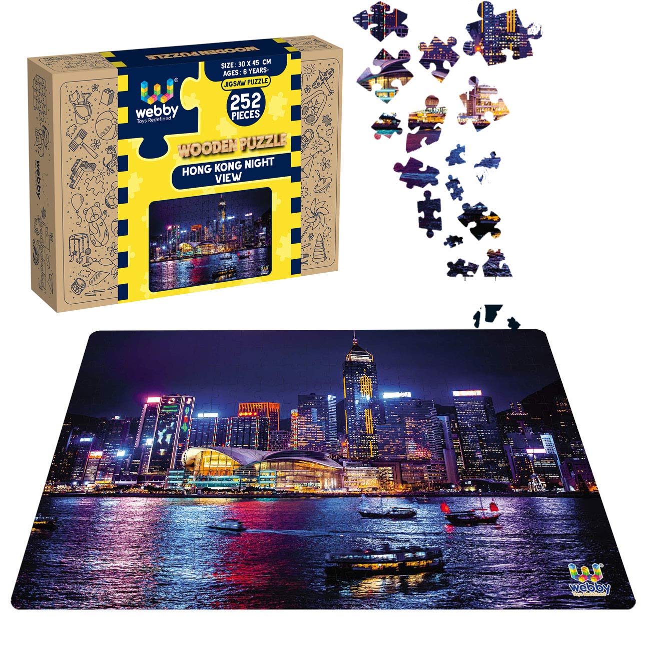 Webby Kid Hong Kong Night View Wooden Jigsaw Puzzle, 252 Pieces (B08HJYWYMR) Amazon Price History, Amazon Price Tracker