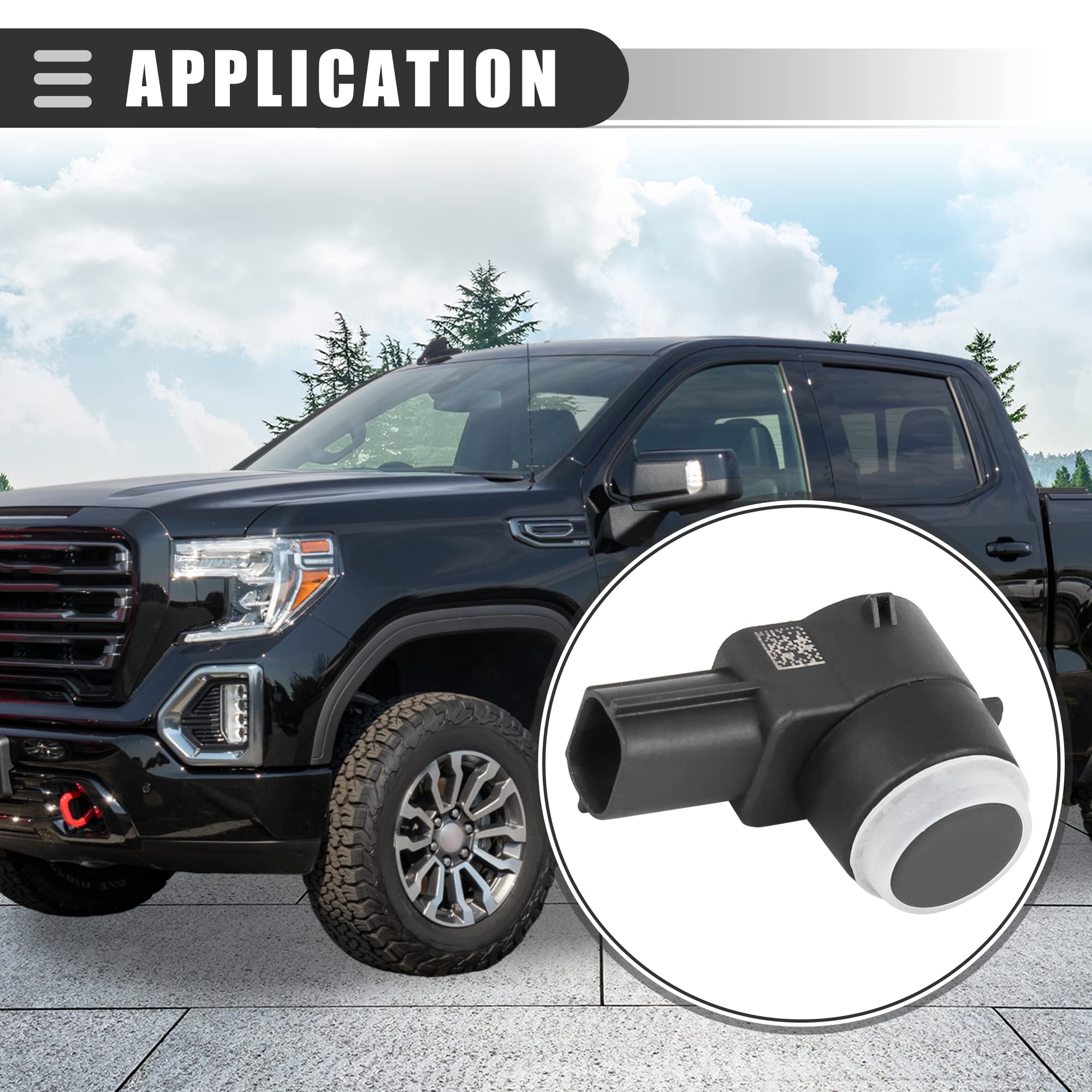 Motoforti Car Bumper Backup Sensor, PDC Parking Assist Sensor, for GMC Sierra 1500 2009-2013, Plastic, 20908127, Black, 4pcs